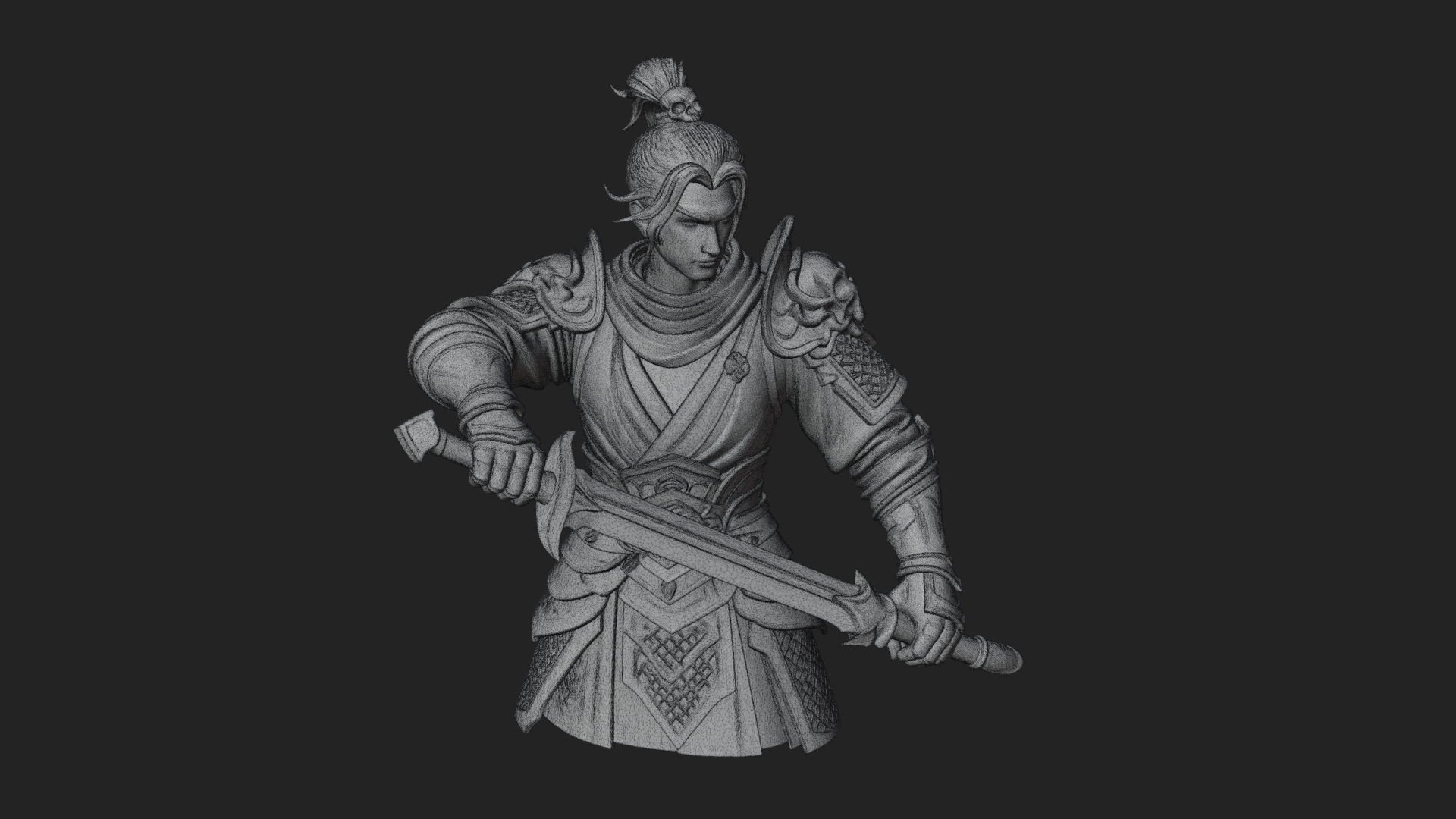 Blue Robe Swordsman Statue Design 8 3D Print Model 3D Model