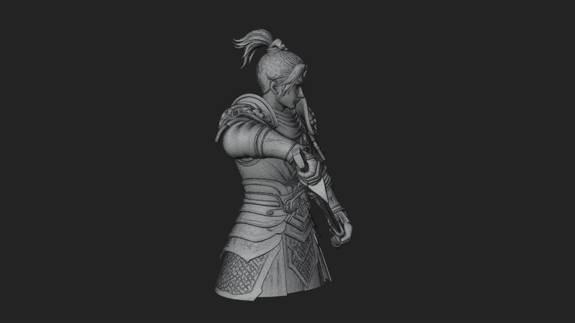 Blue Robe Swordsman Statue Design 8 3D Print Model 3D Model