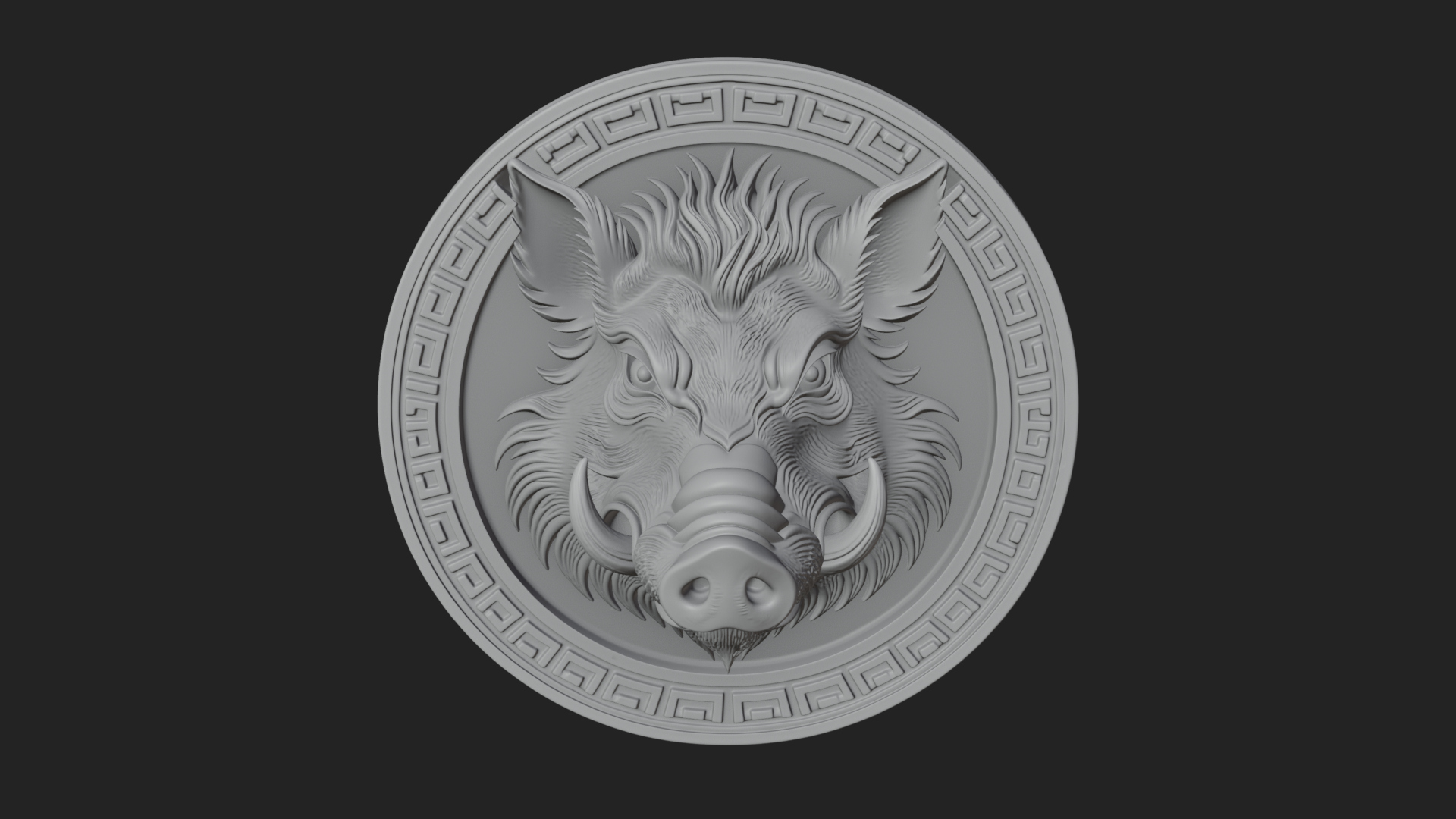 Boar Head Oval Relief Plaque Design 1 3D Print Model 3D Model