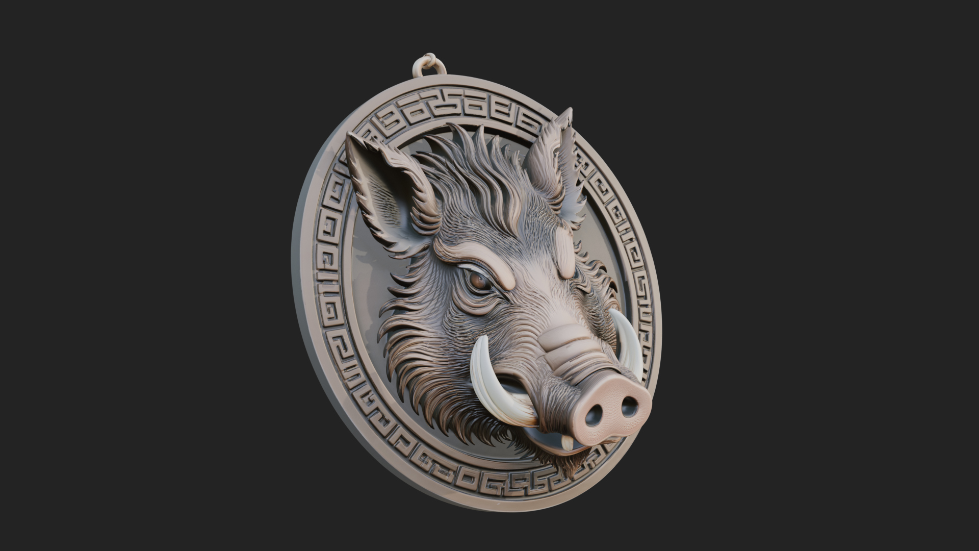 Boar Head Oval Relief Plaque Design 2 3D Print Model 3D Model