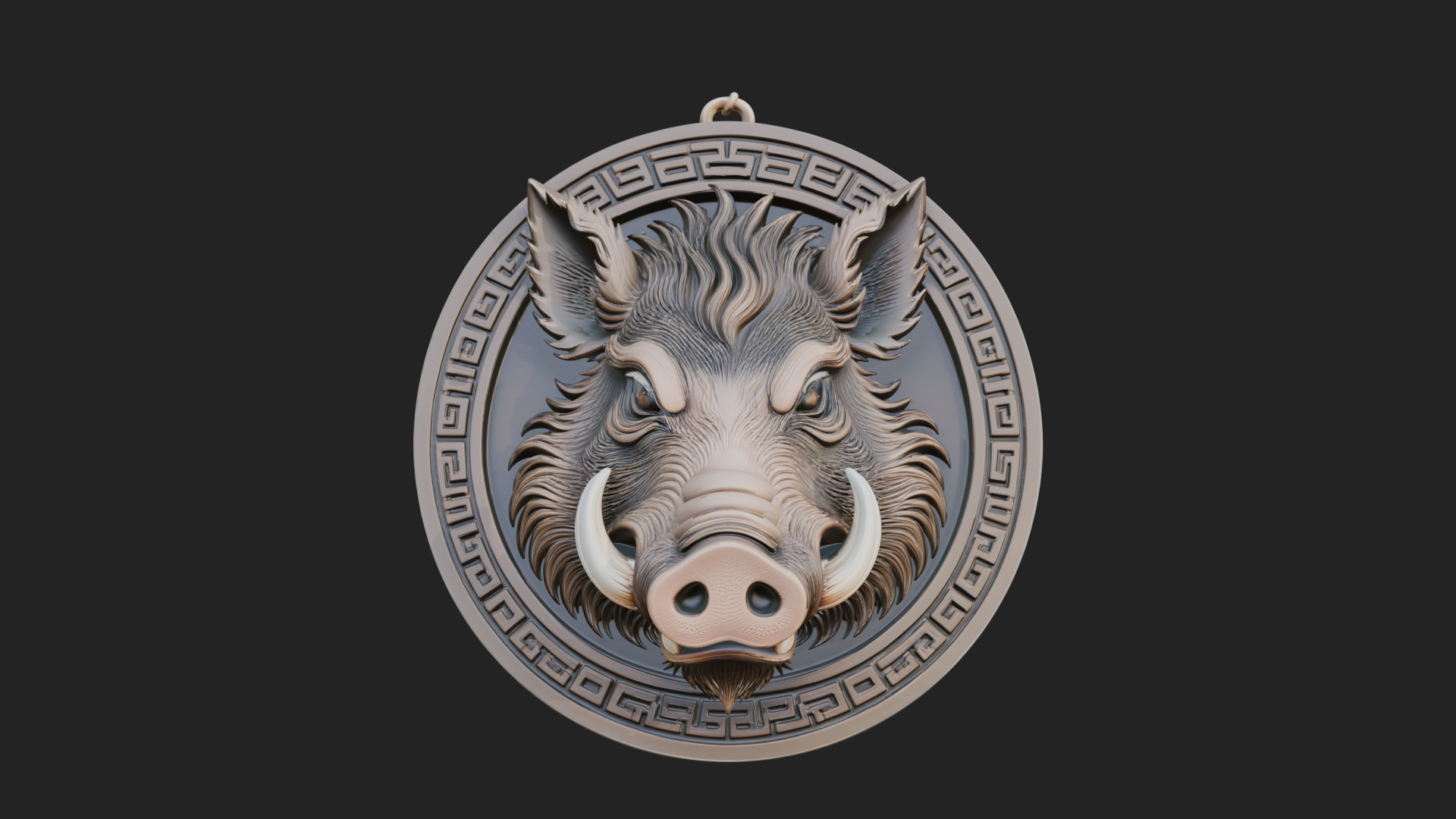 Boar Head Oval Relief Plaque Design 2 3D Print Model 3D Model