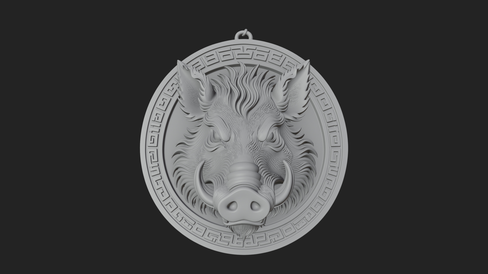 Boar Head Oval Relief Plaque Design 2 3D Print Model 3D Model