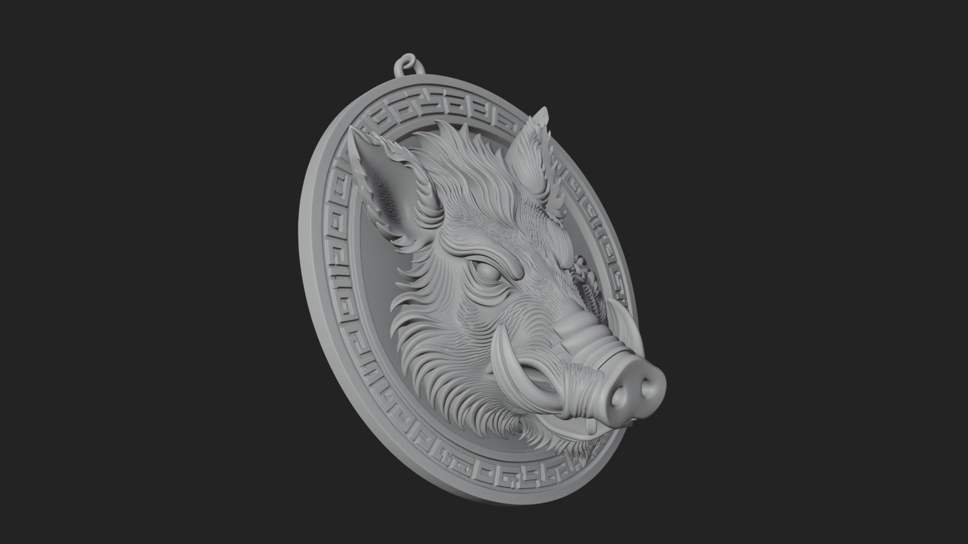 Boar Head Oval Relief Plaque Design 2 3D Print Model 3D Model