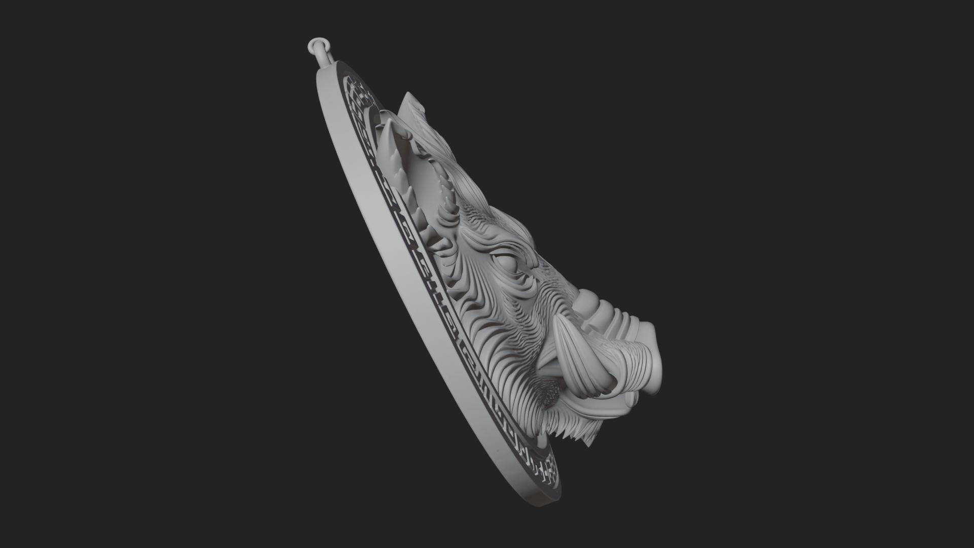 Boar Head Oval Relief Plaque Design 2 3D Print Model 3D Model