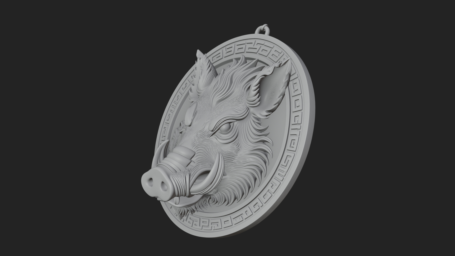 Boar Head Oval Relief Plaque Design 2 3D Print Model 3D Model