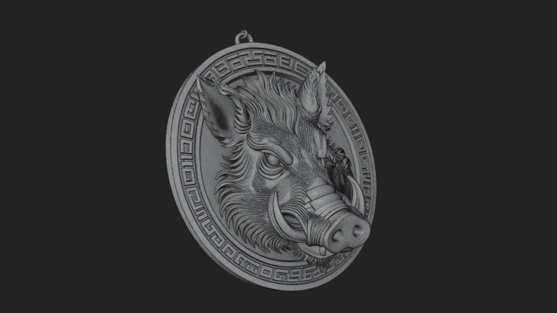 Boar Head Oval Relief Plaque Design 2 3D Print Model 3D Model