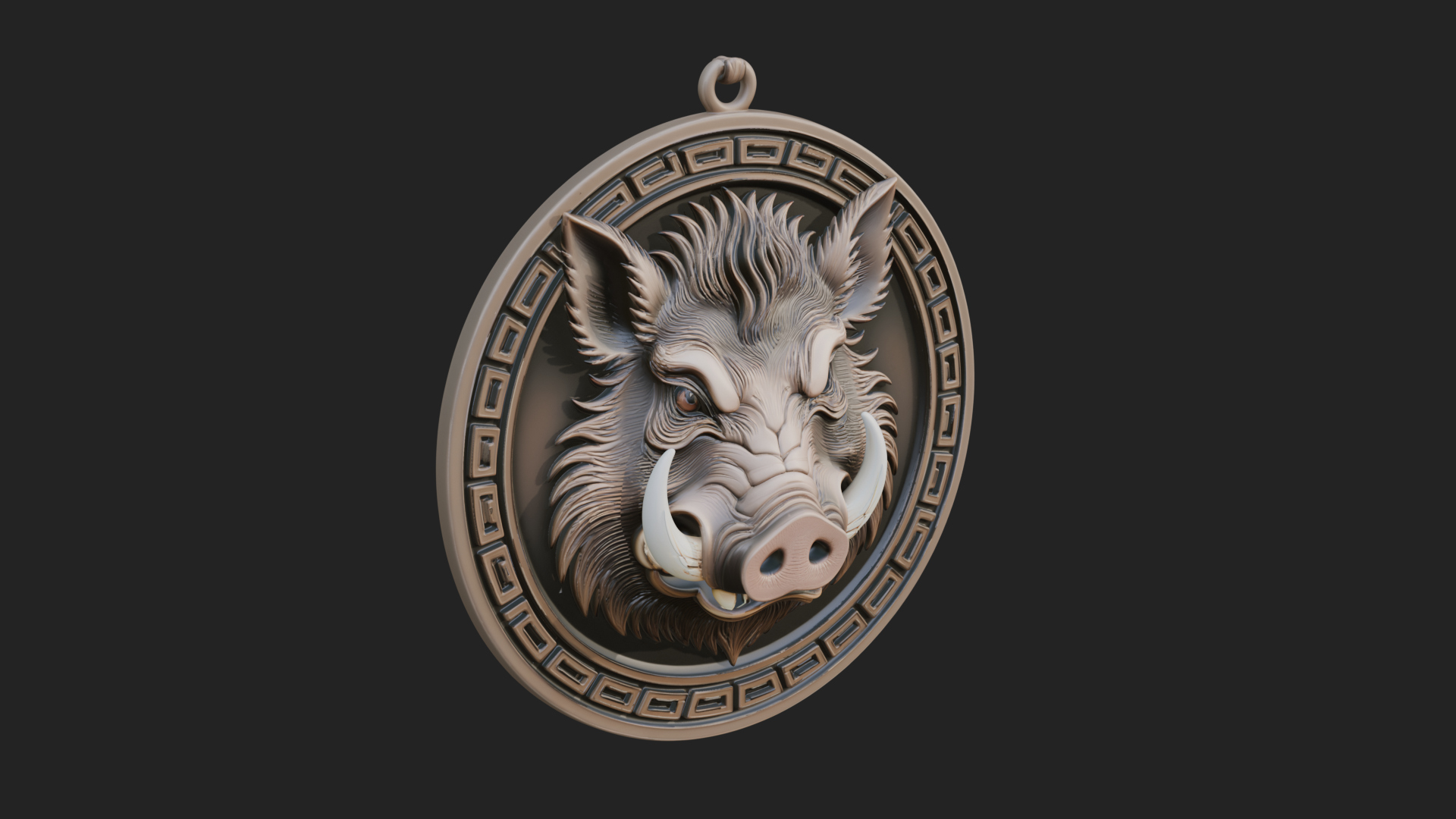 Boar Head Oval Relief Plaque Design 3 3D Print Model 3D Model