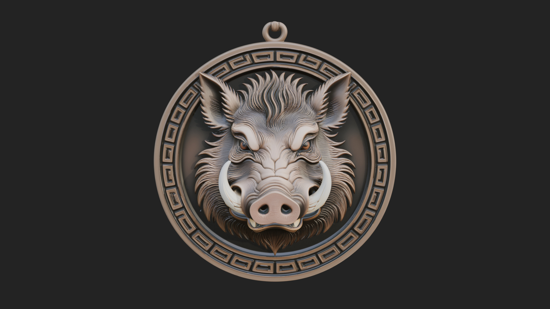 Boar Head Oval Relief Plaque Design 3 3D Print Model 3D Model