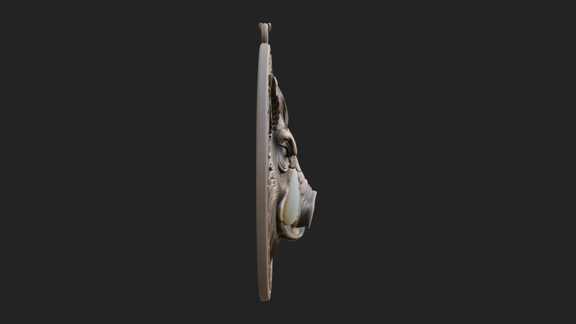 Boar Head Oval Relief Plaque Design 3 3D Print Model 3D Model