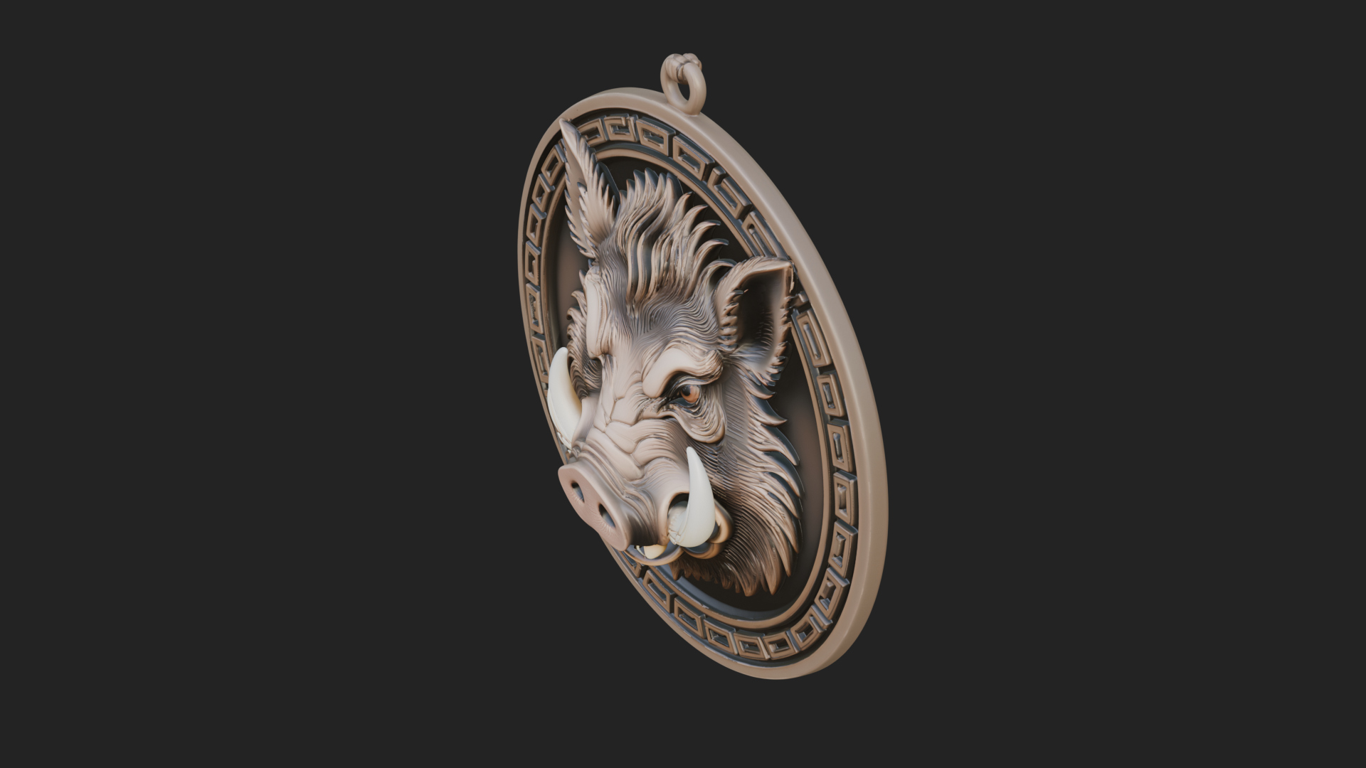 Boar Head Oval Relief Plaque Design 3 3D Print Model 3D Model