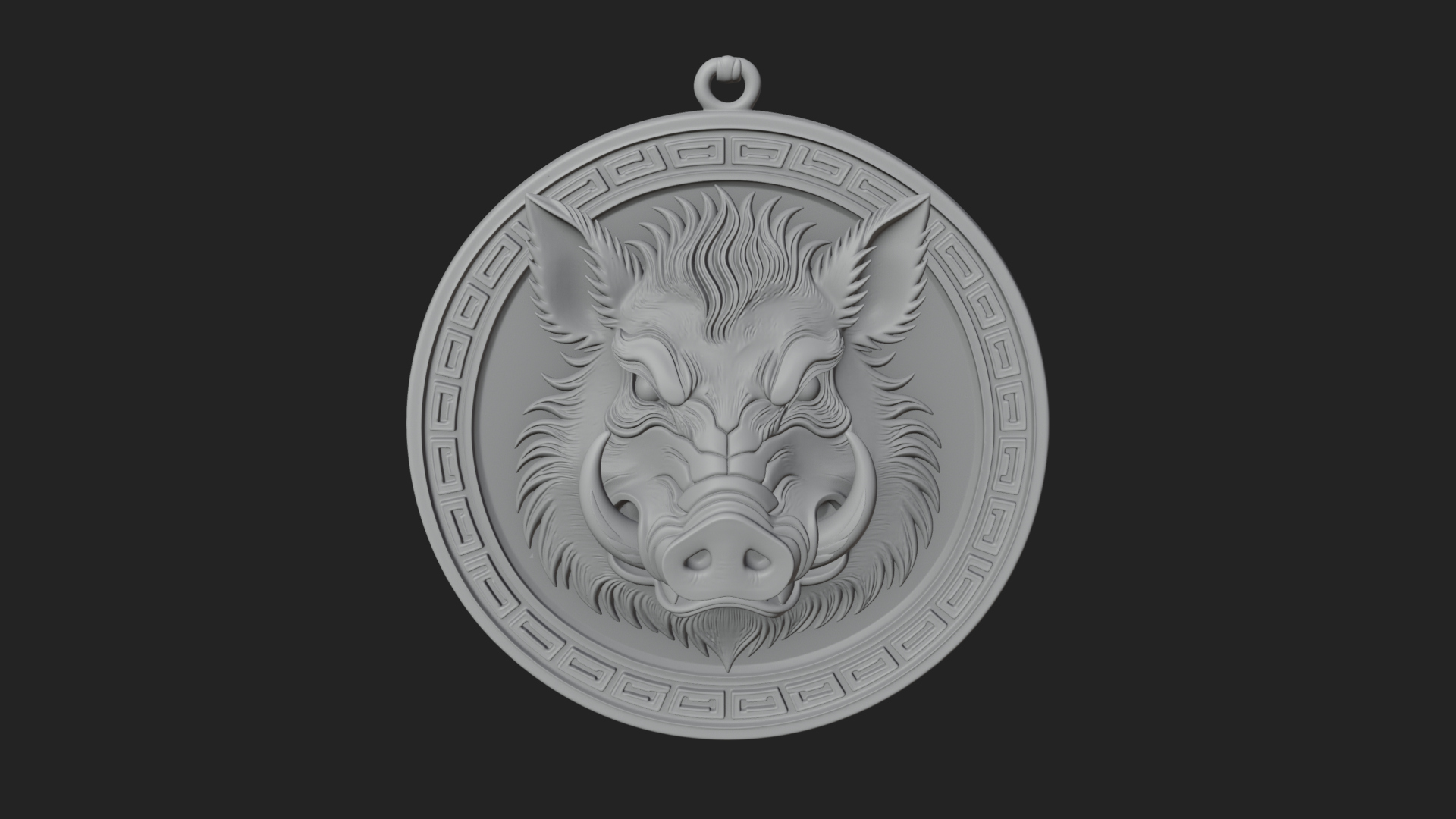 Boar Head Oval Relief Plaque Design 3 3D Print Model 3D Model