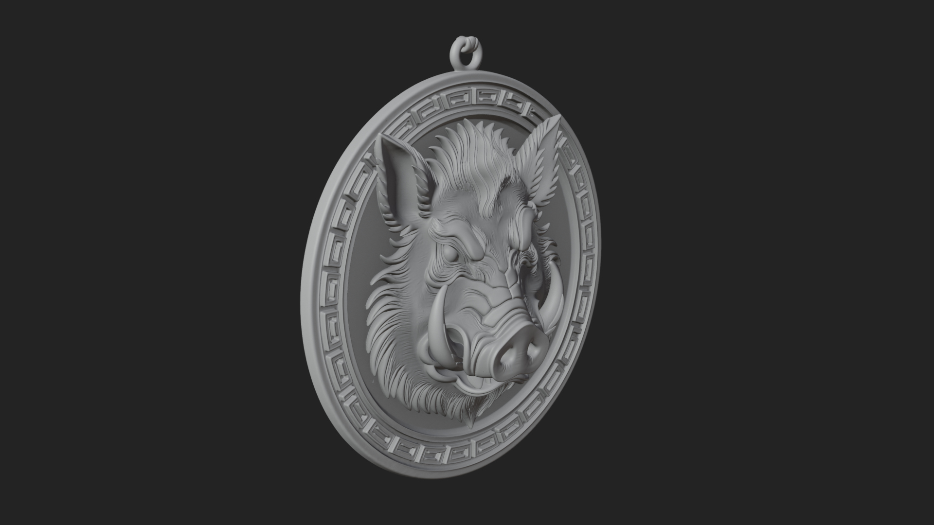 Boar Head Oval Relief Plaque Design 3 3D Print Model 3D Model