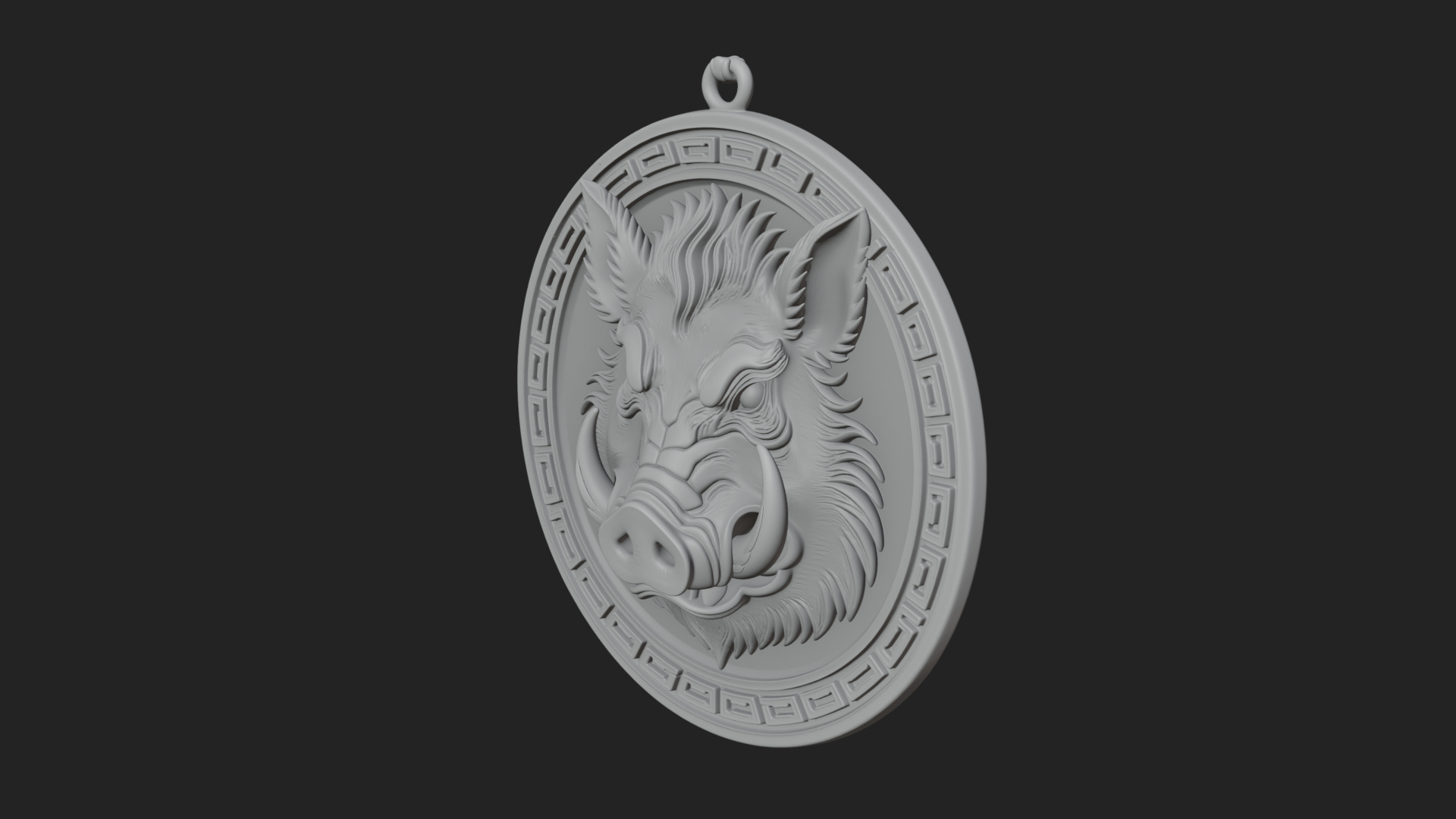 Boar Head Oval Relief Plaque Design 3 3D Print Model 3D Model