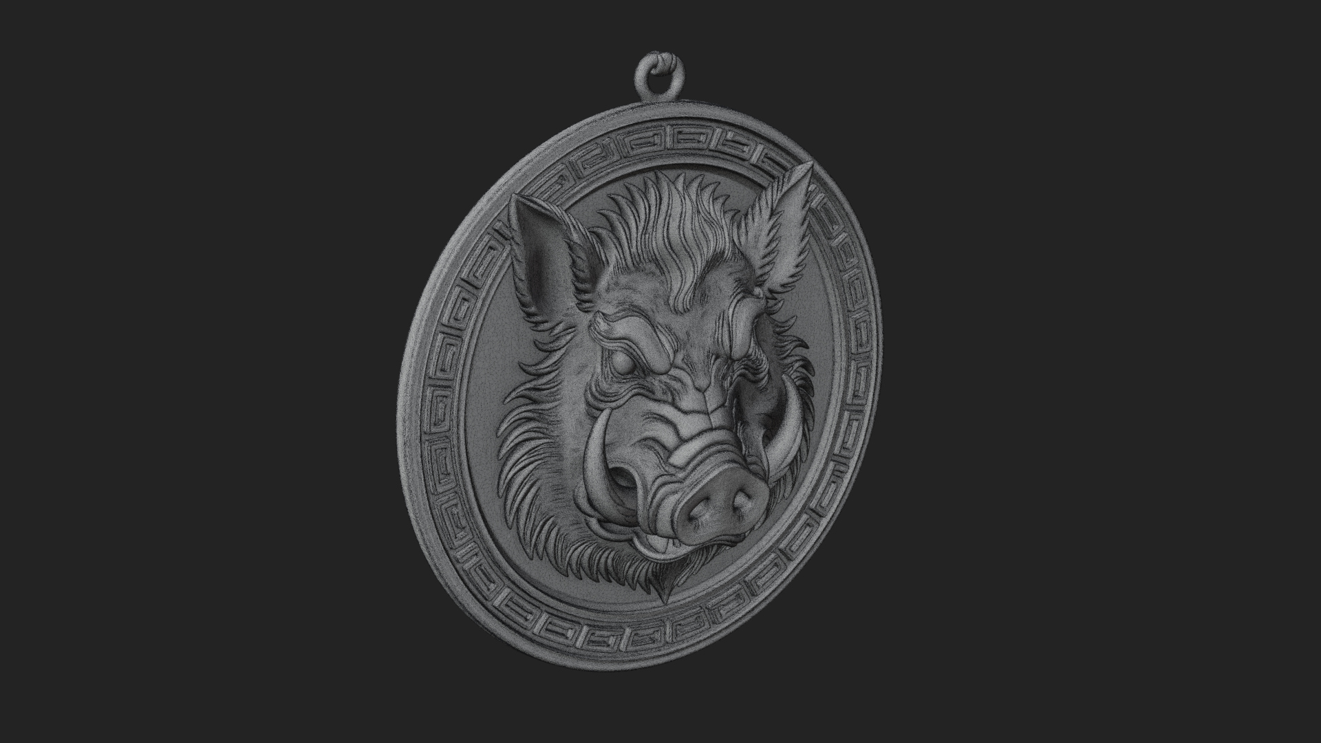 Boar Head Oval Relief Plaque Design 3 3D Print Model 3D Model