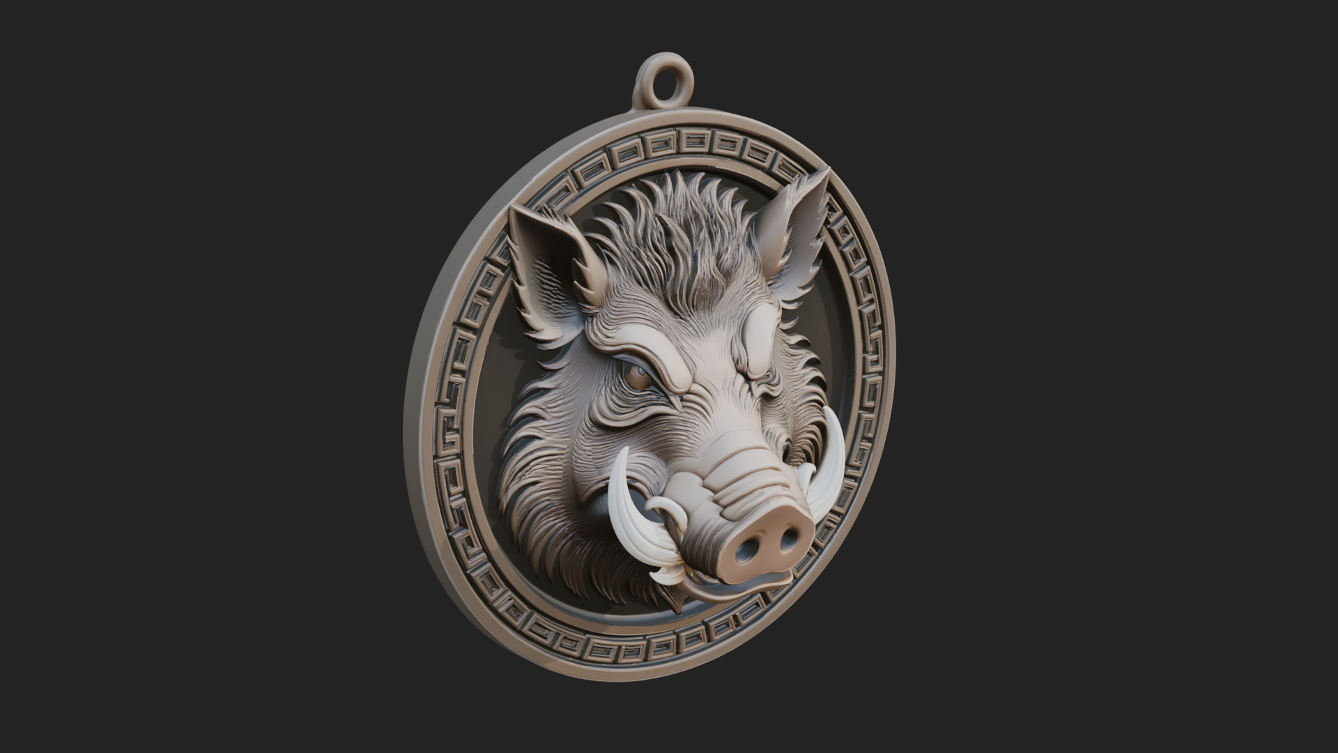Boar Head Oval Relief Plaque Design 4 3D Print Model 3D Model