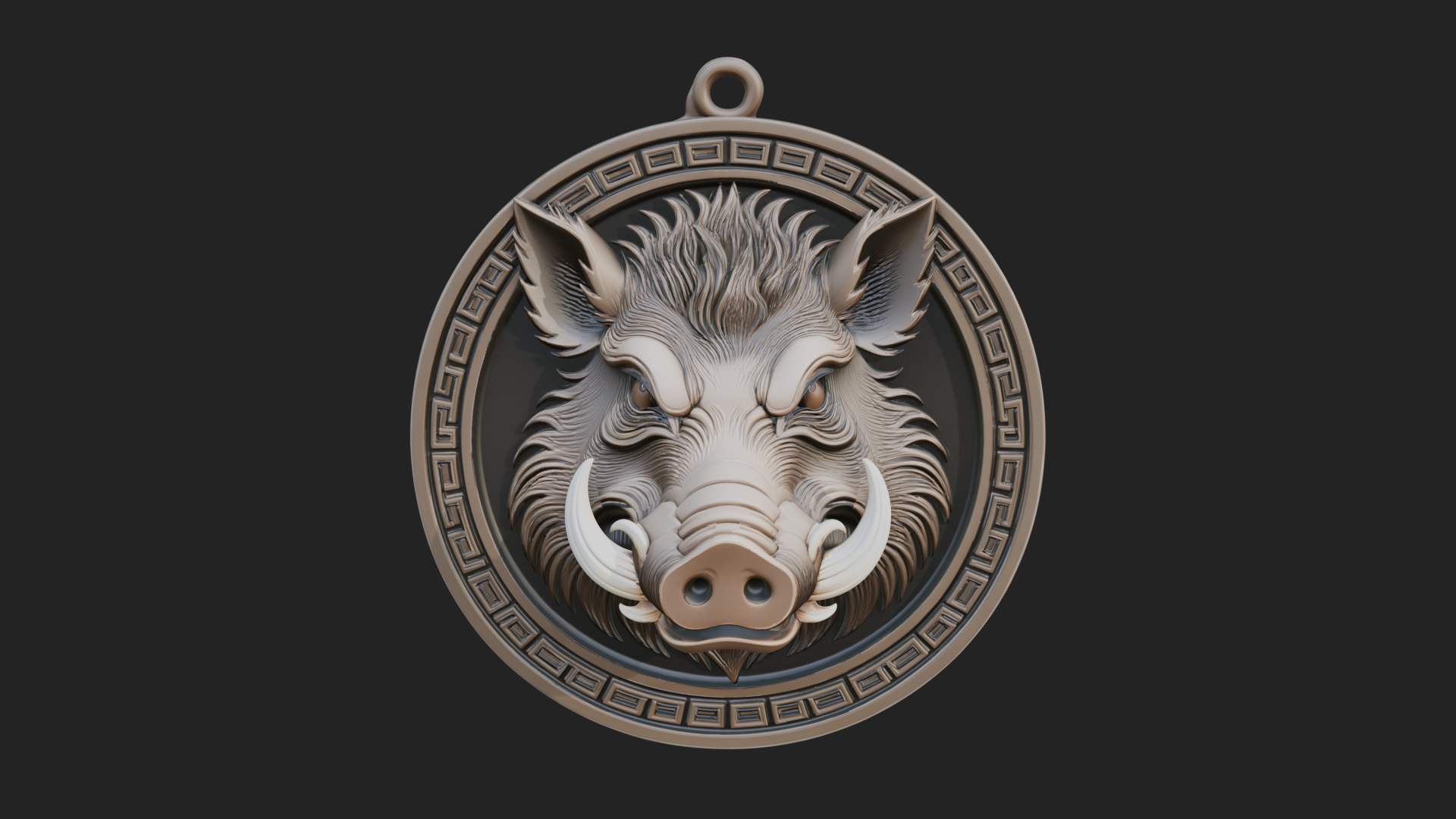 Boar Head Oval Relief Plaque Design 4 3D Print Model 3D Model
