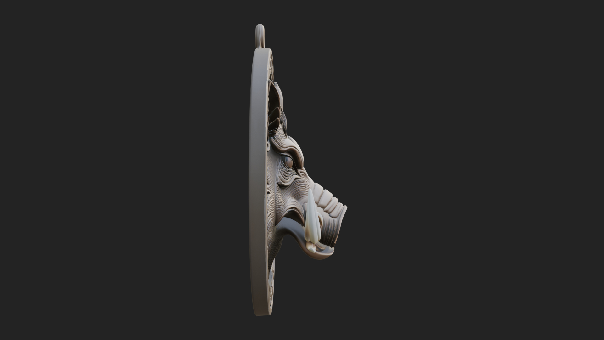 Boar Head Oval Relief Plaque Design 4 3D Print Model 3D Model