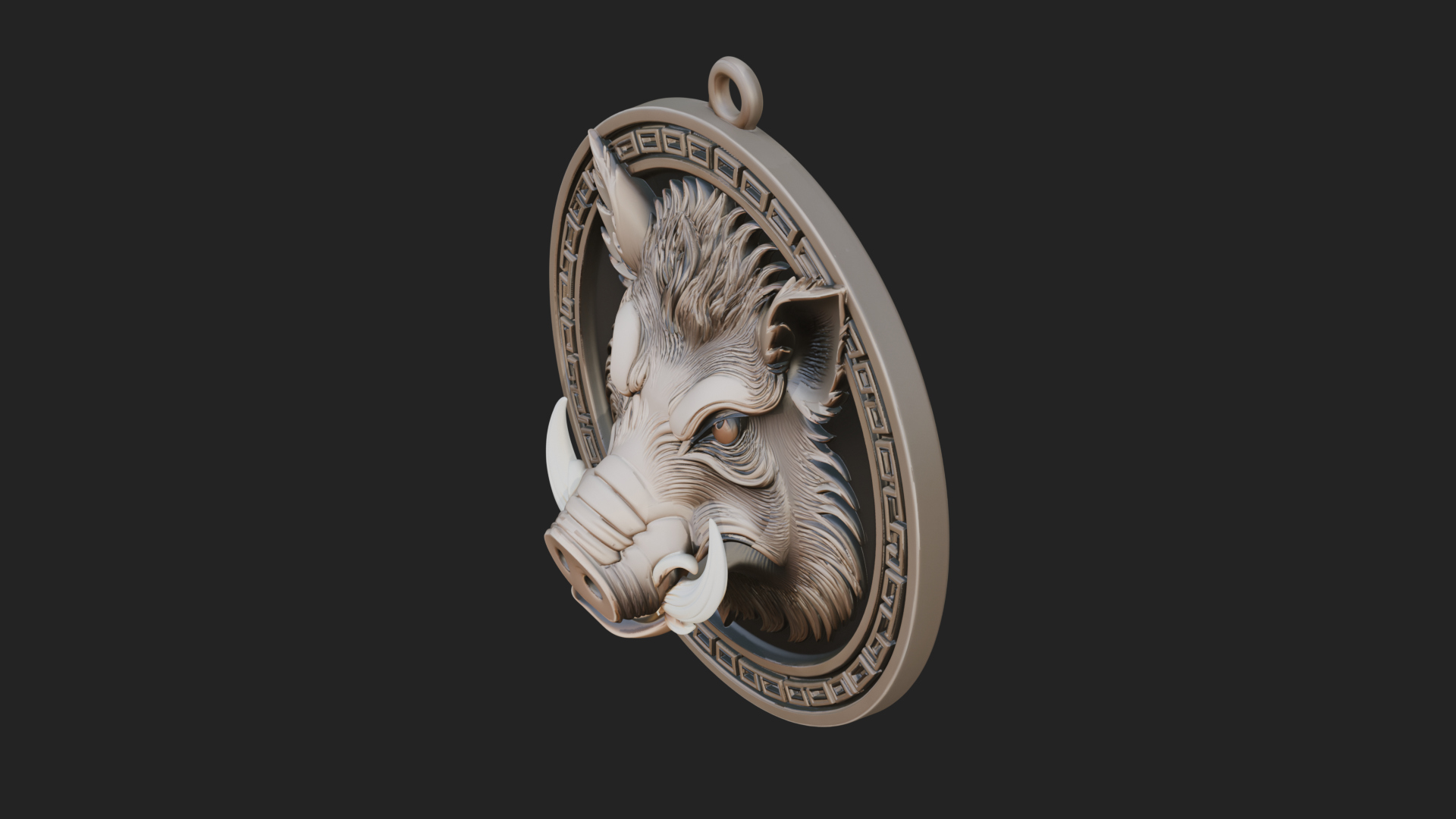 Boar Head Oval Relief Plaque Design 4 3D Print Model 3D Model