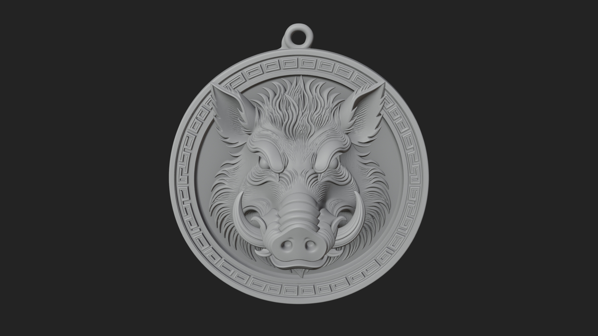 Boar Head Oval Relief Plaque Design 4 3D Print Model 3D Model