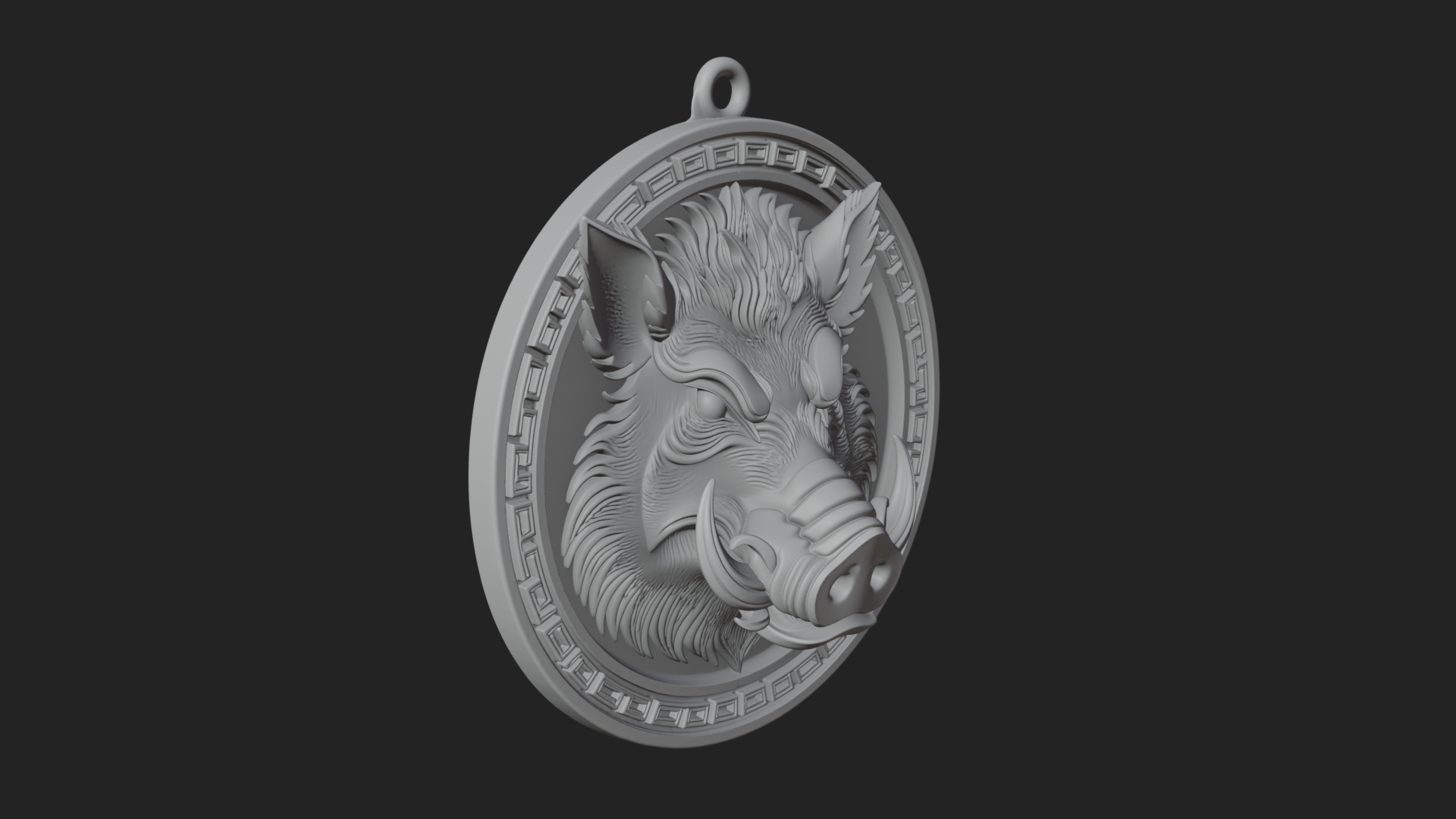 Boar Head Oval Relief Plaque Design 4 3D Print Model 3D Model