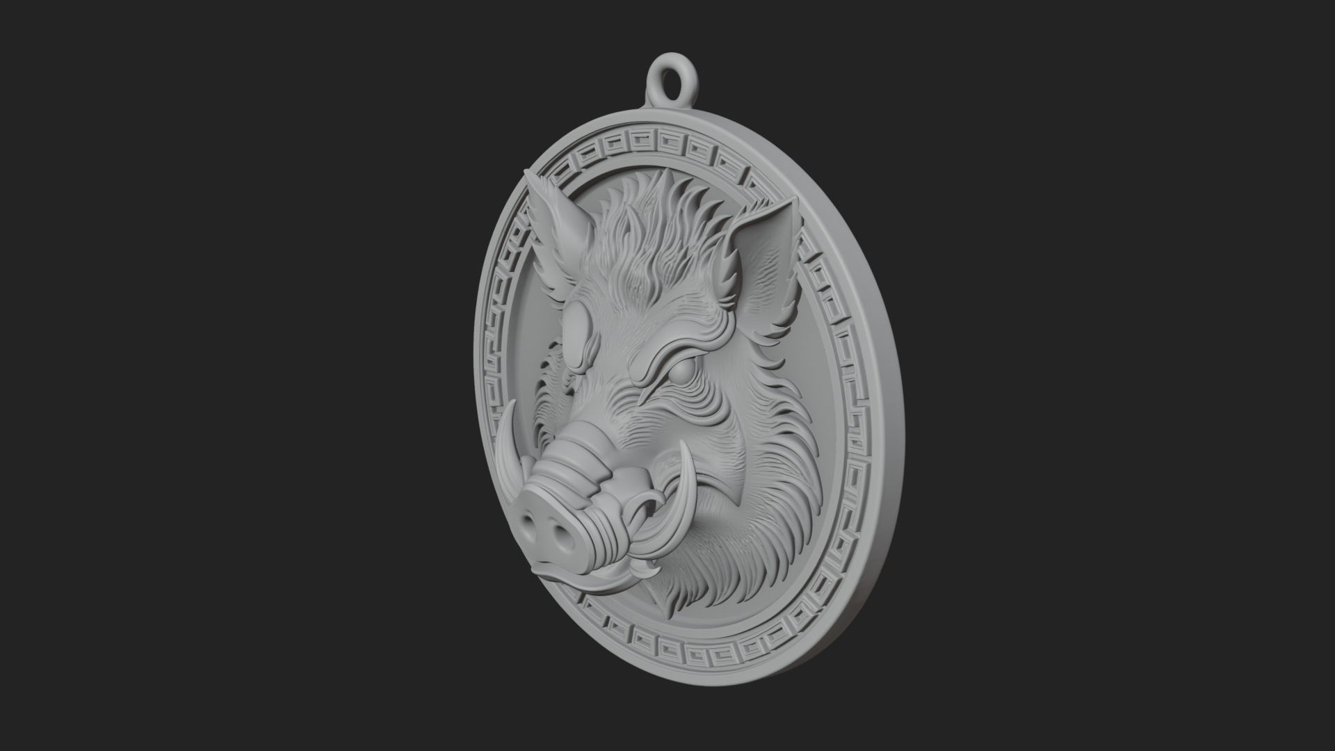 Boar Head Oval Relief Plaque Design 4 3D Print Model 3D Model