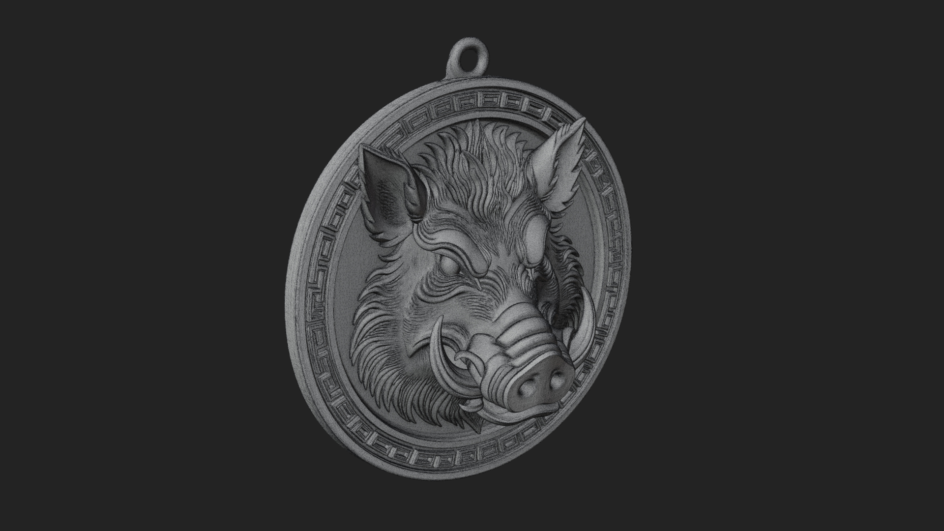 Boar Head Oval Relief Plaque Design 4 3D Print Model 3D Model