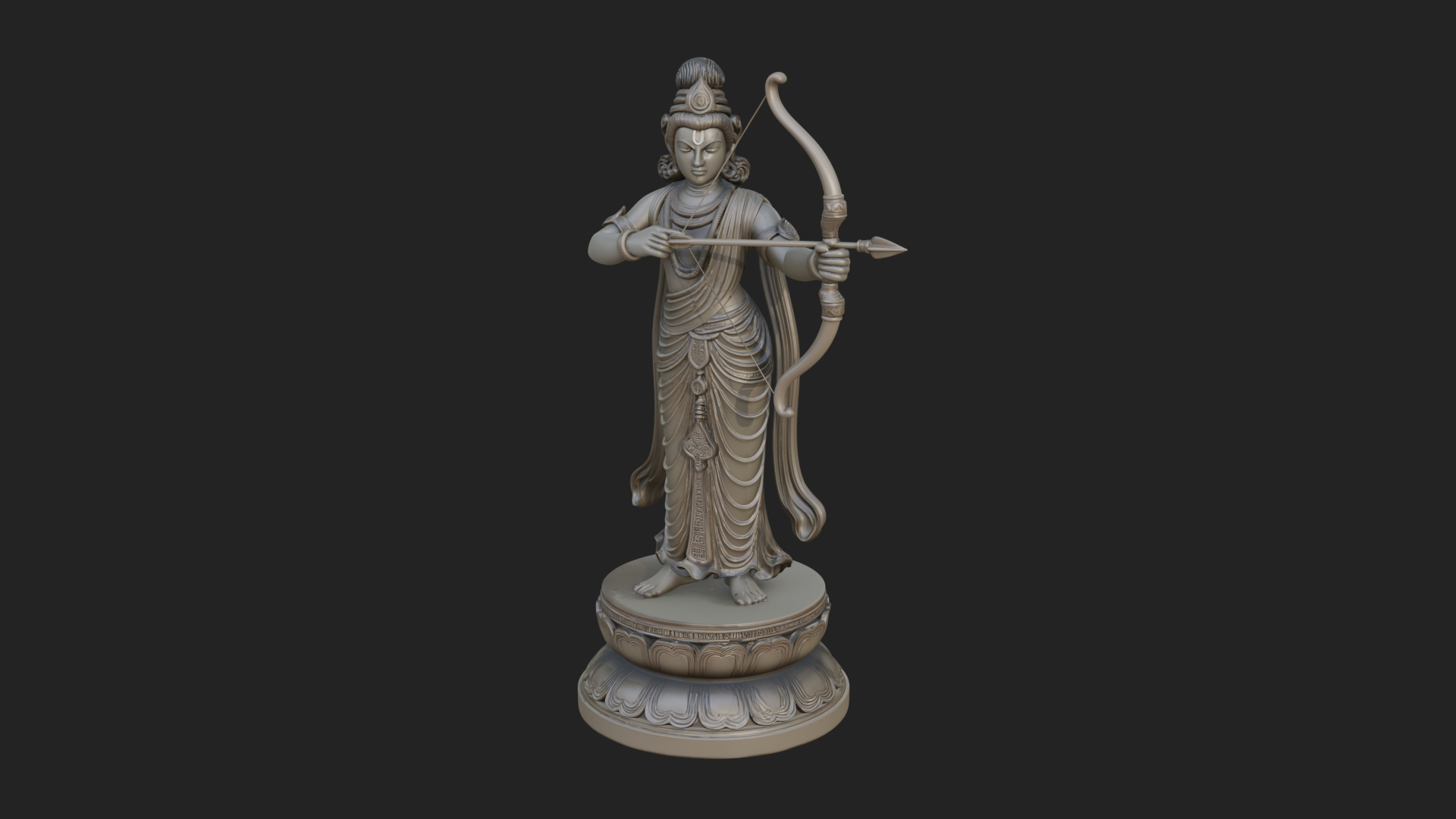 Bodhisattva With Bow Statue Design 1 3D Print Model 3D Model