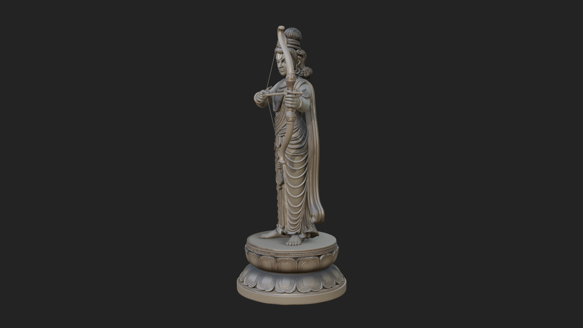 Bodhisattva With Bow Statue Design 1 3D Print Model 3D Model