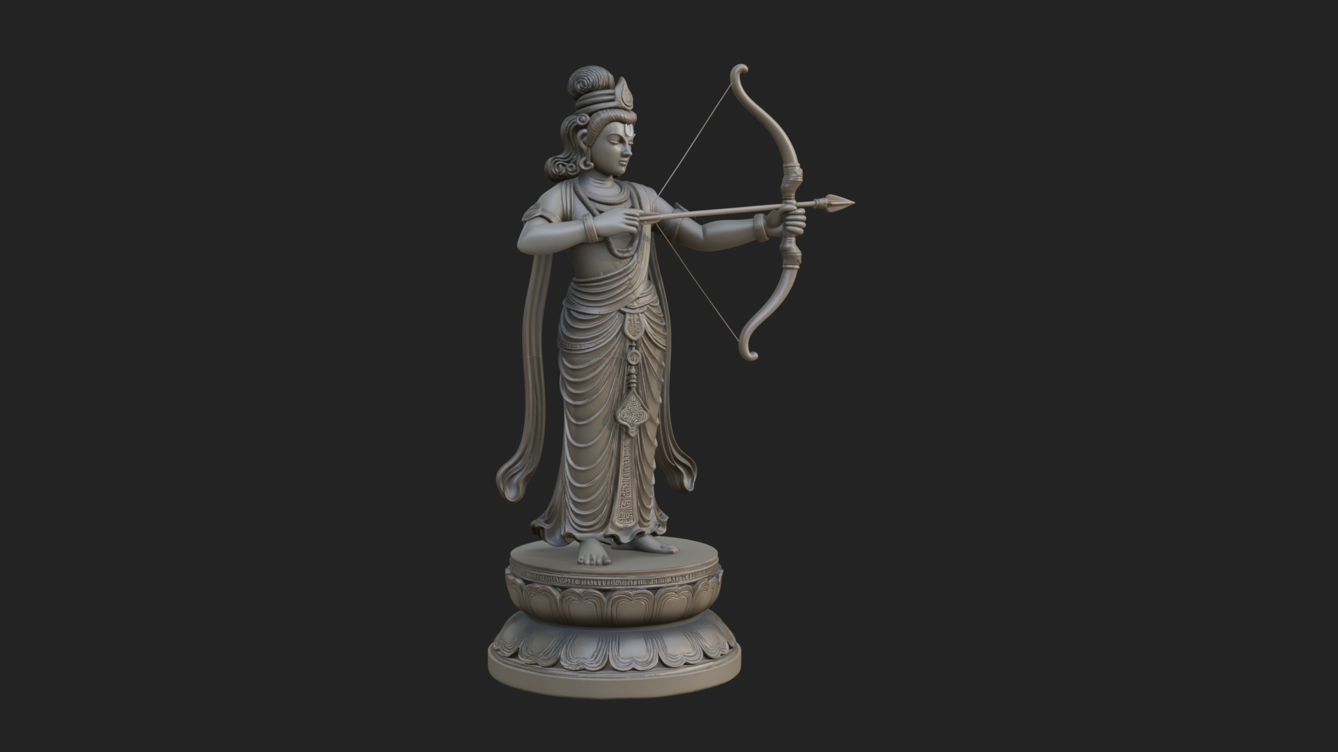 Bodhisattva With Bow Statue Design 1 3D Print Model 3D Model