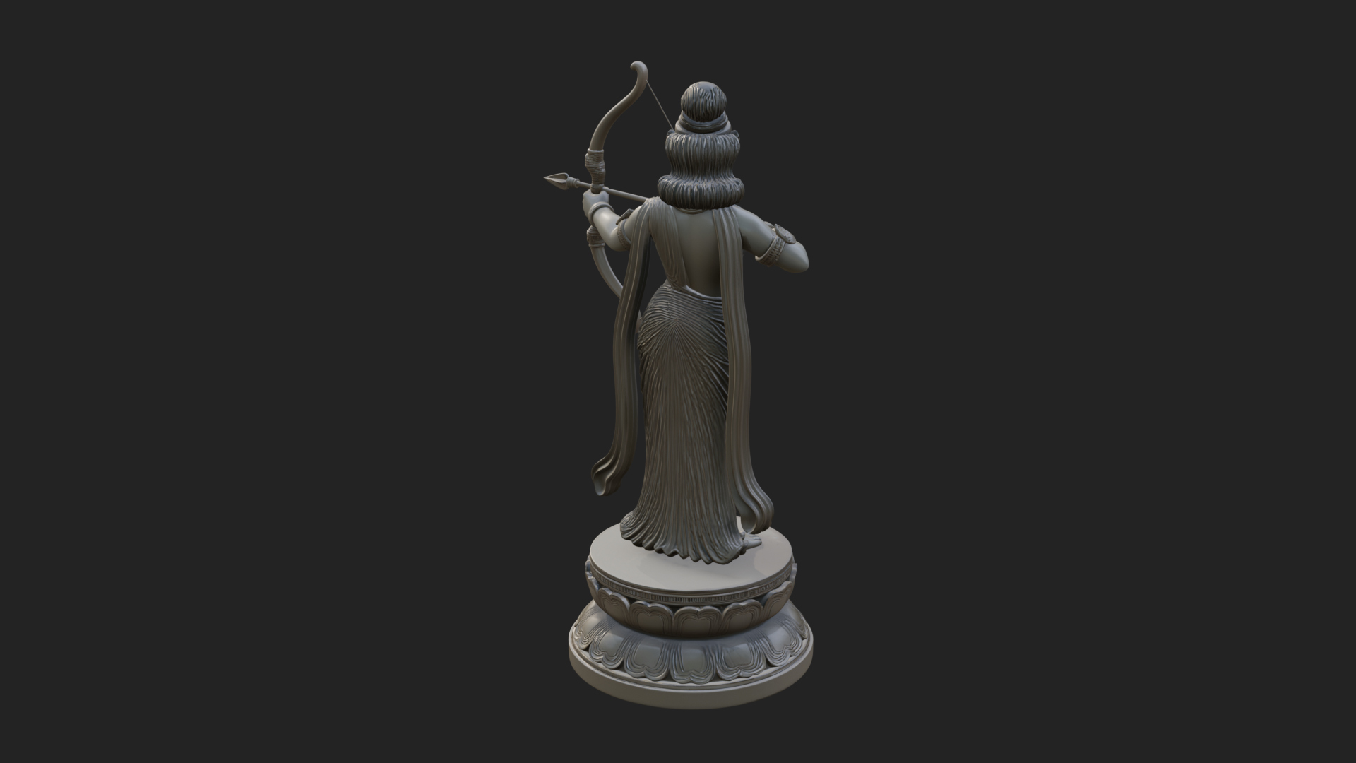 Bodhisattva With Bow Statue Design 1 3D Print Model 3D Model