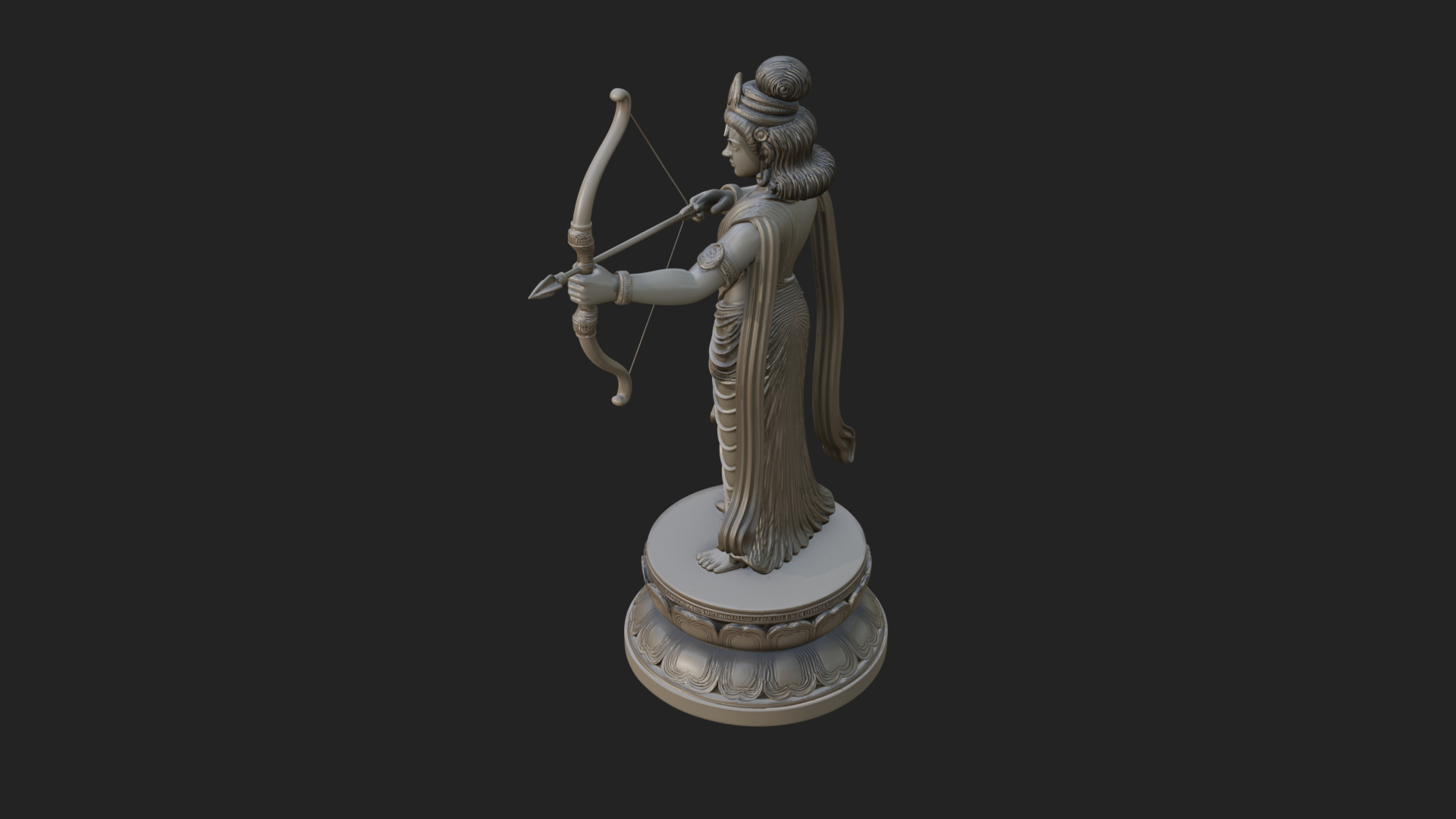 Bodhisattva With Bow Statue Design 1 3D Print Model 3D Model