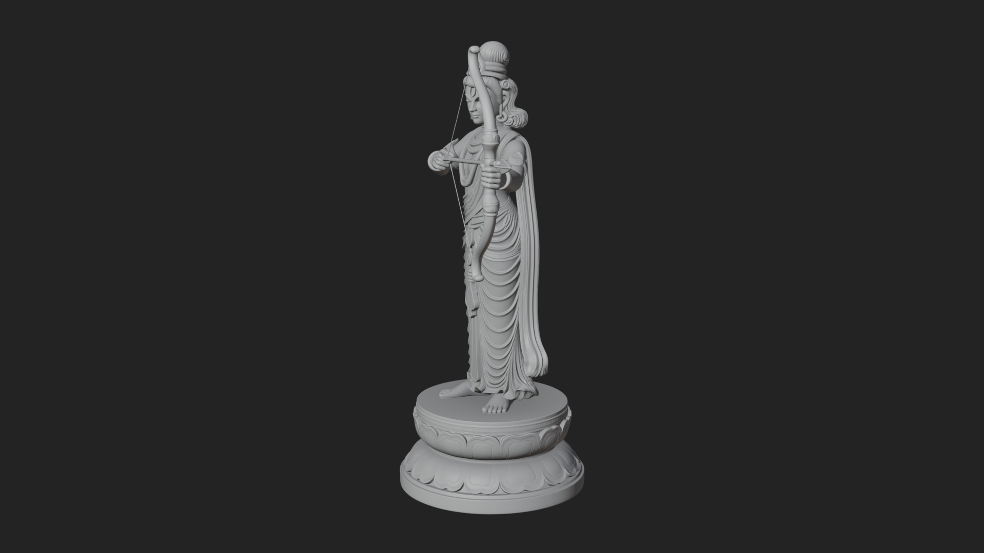 Bodhisattva With Bow Statue Design 1 3D Print Model 3D Model