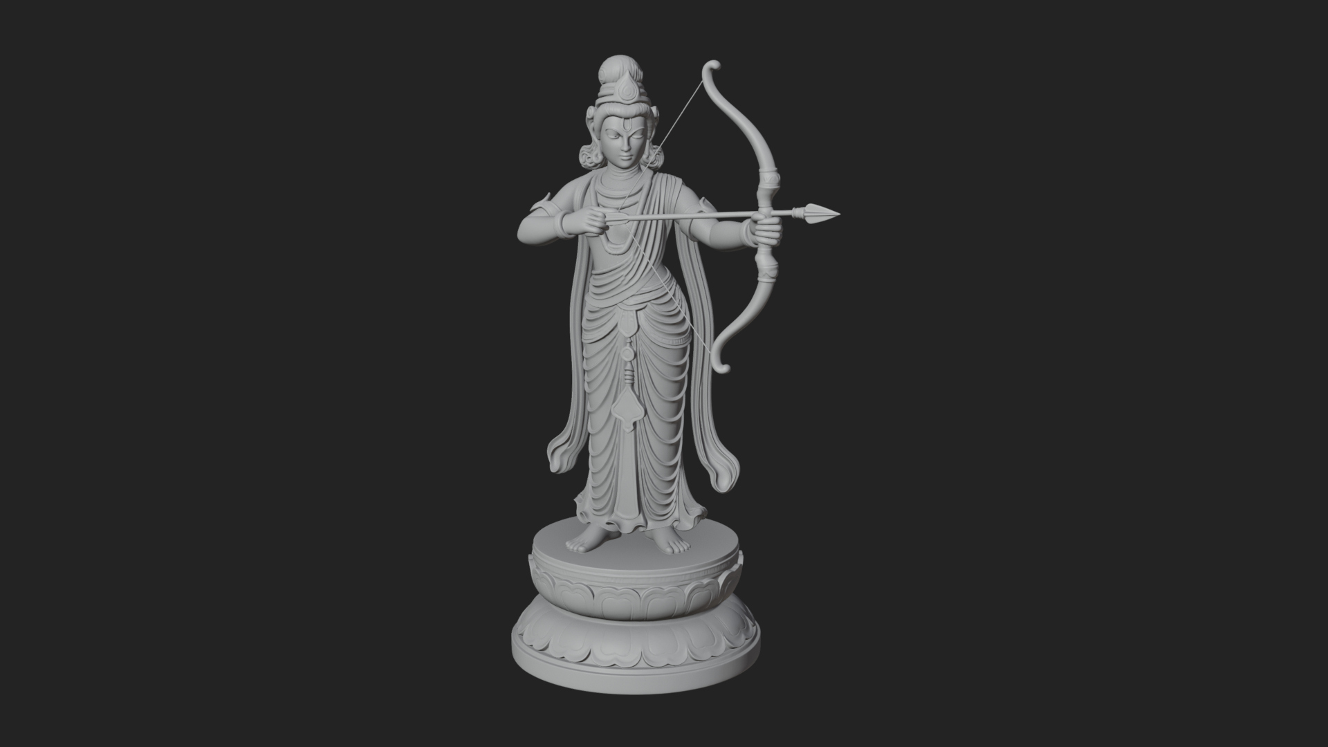 Bodhisattva With Bow Statue Design 1 3D Print Model 3D Model