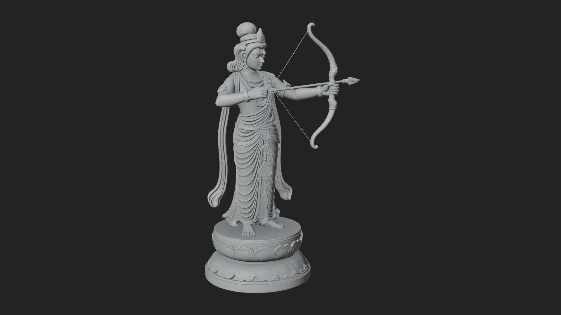 Bodhisattva With Bow Statue Design 1 3D Print Model 3D Model