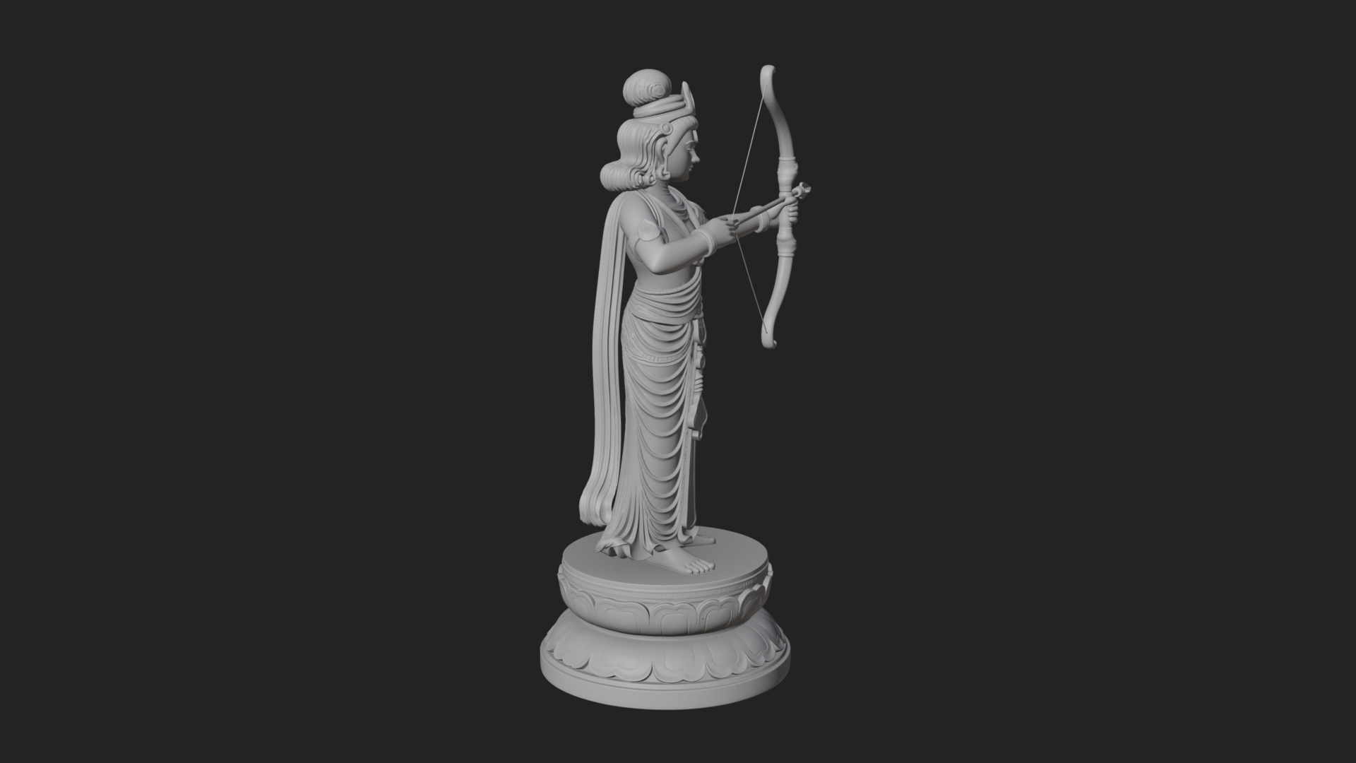 Bodhisattva With Bow Statue Design 1 3D Print Model 3D Model