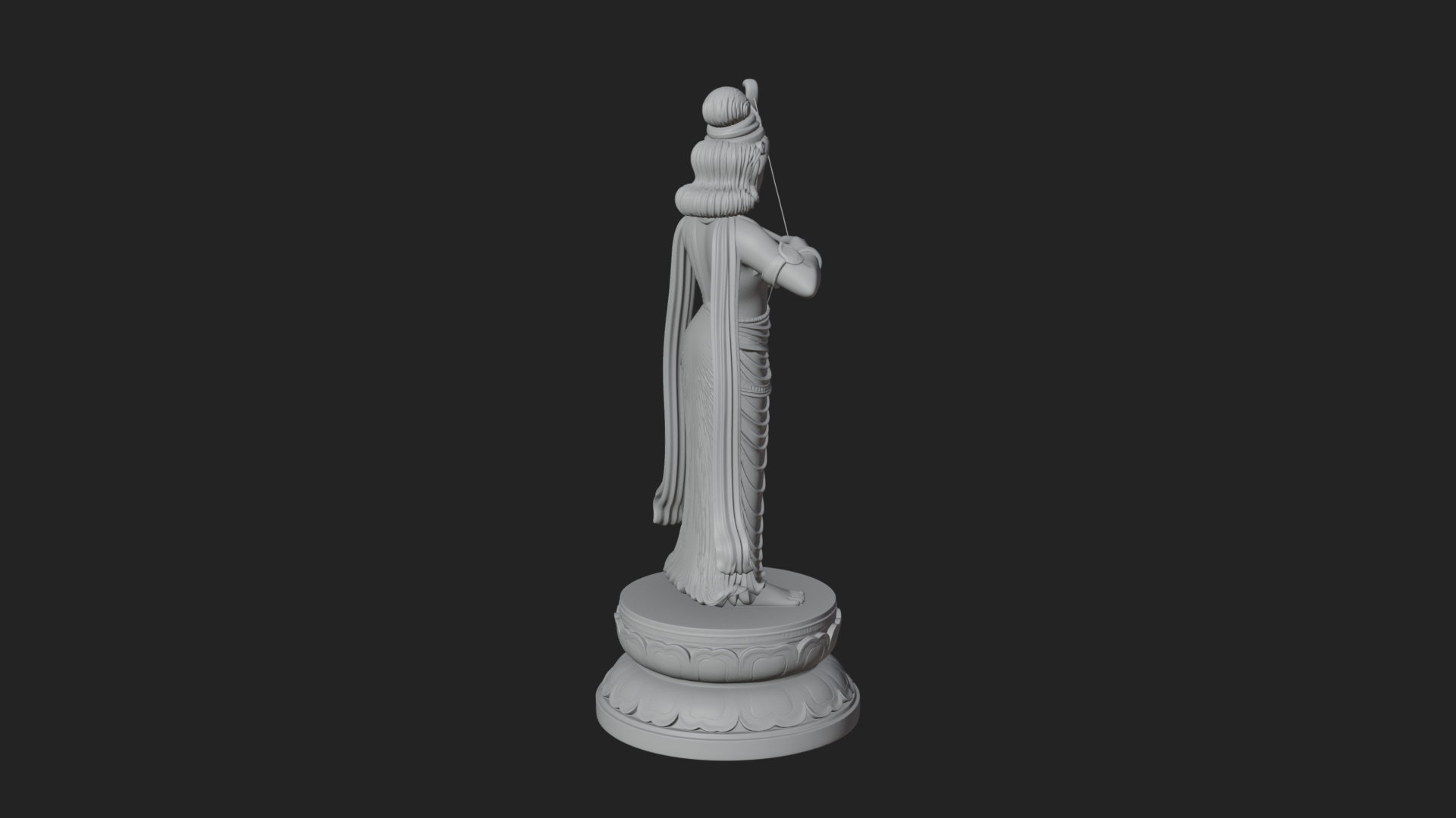 Bodhisattva With Bow Statue Design 1 3D Print Model 3D Model