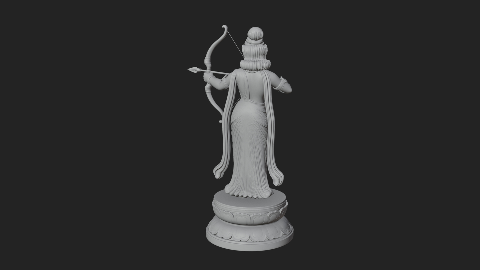 Bodhisattva With Bow Statue Design 1 3D Print Model 3D Model