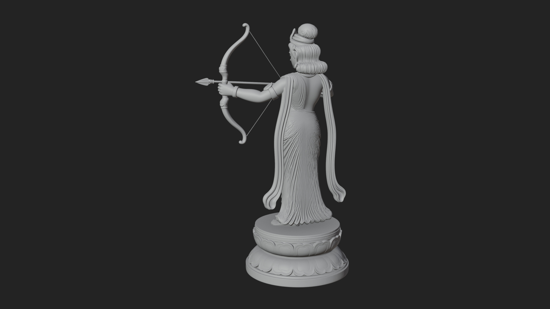 Bodhisattva With Bow Statue Design 1 3D Print Model 3D Model