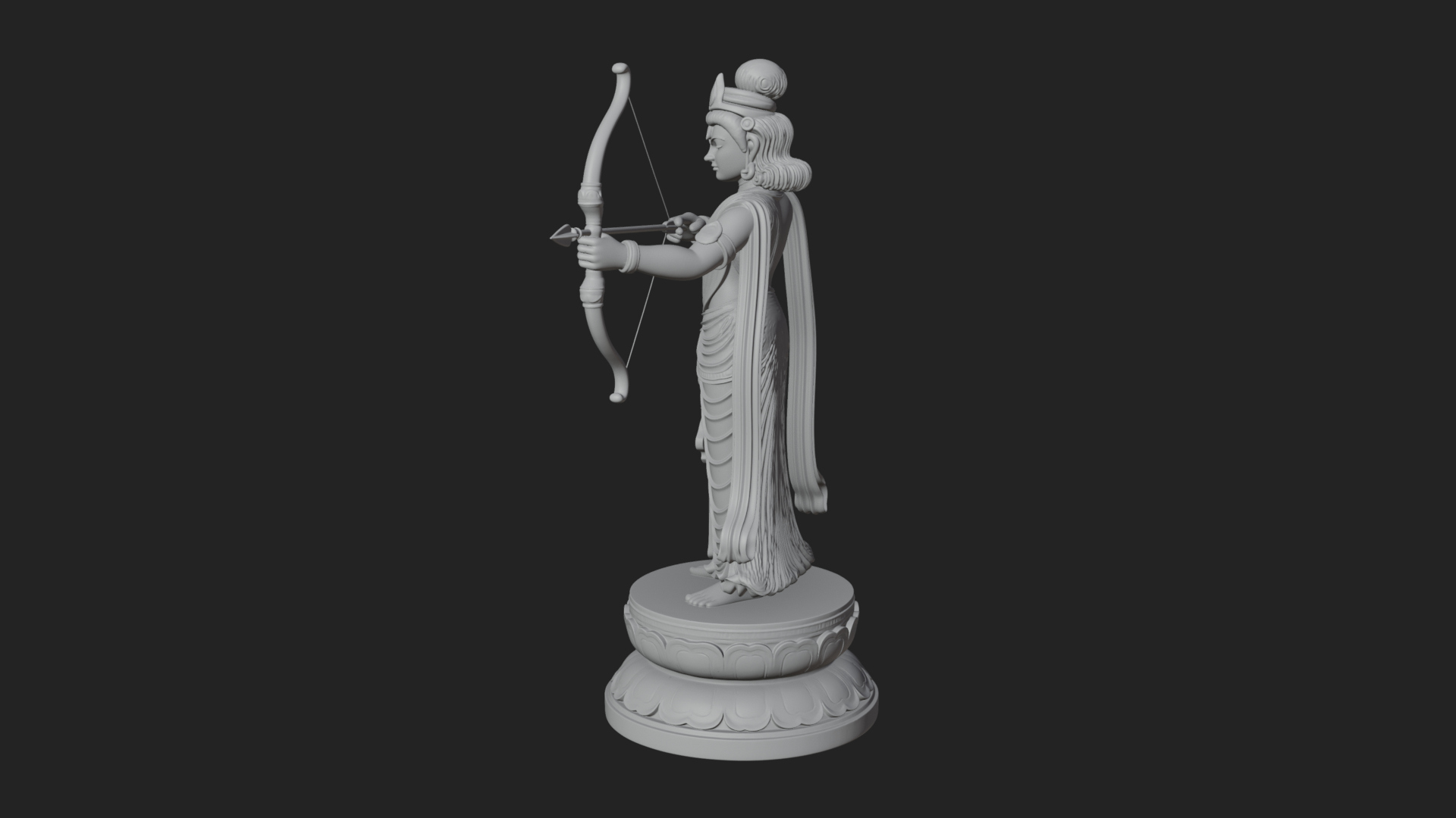 Bodhisattva With Bow Statue Design 1 3D Print Model 3D Model