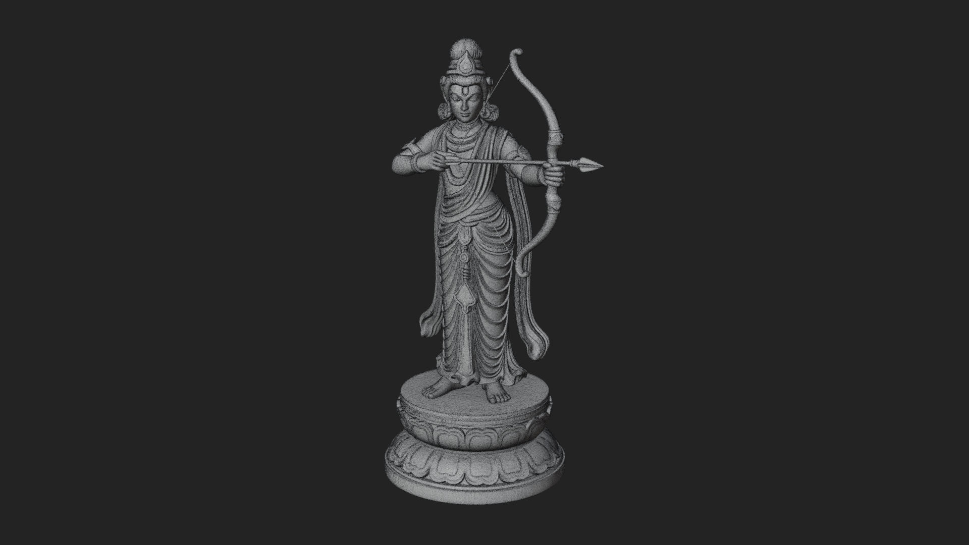 Bodhisattva With Bow Statue Design 1 3D Print Model 3D Model