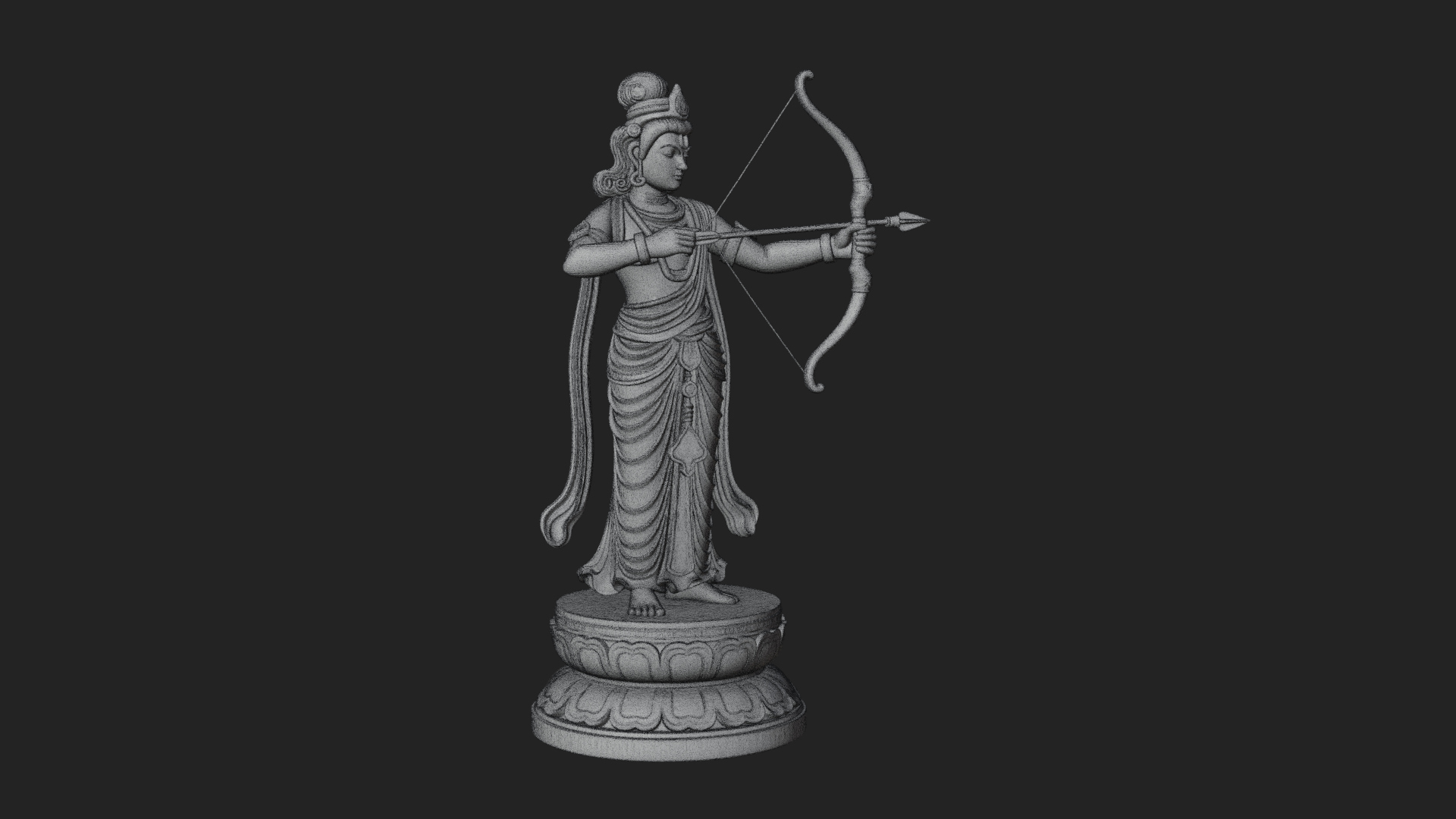 Bodhisattva With Bow Statue Design 1 3D Print Model 3D Model