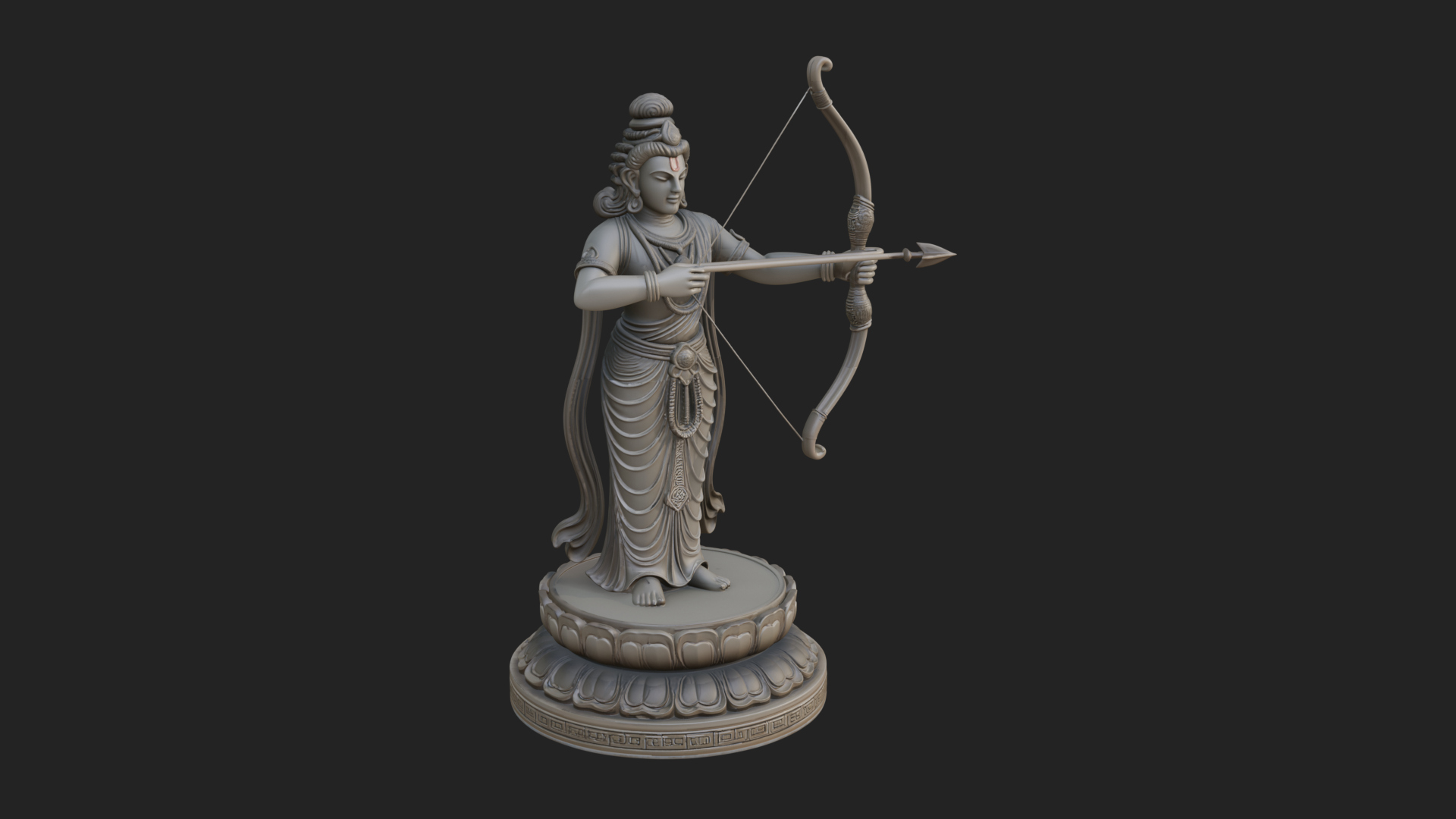 Bodhisattva with Bow Statue Design 2 3D Print Model 3D Model