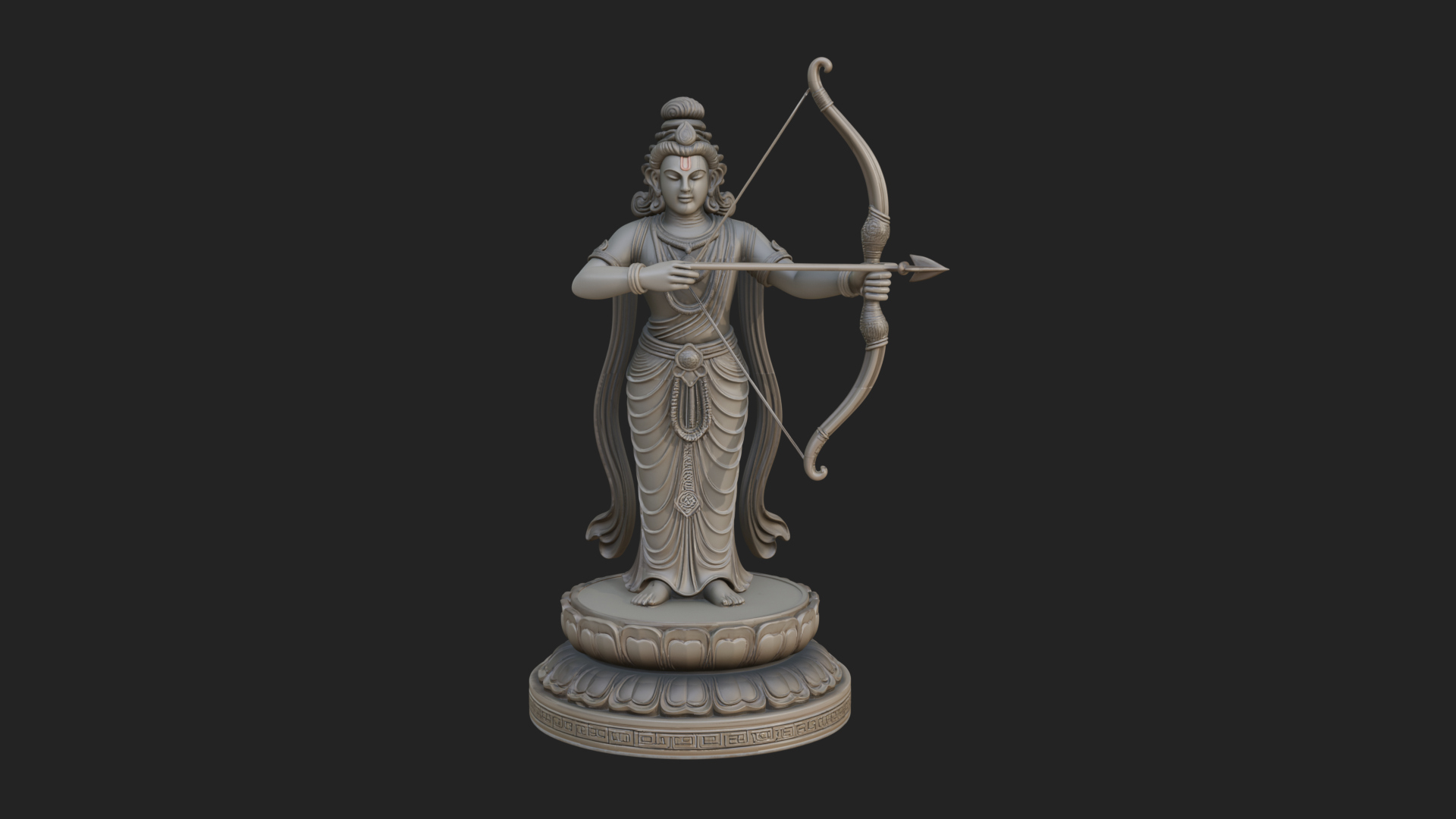 Bodhisattva with Bow Statue Design 2 3D Print Model 3D Model