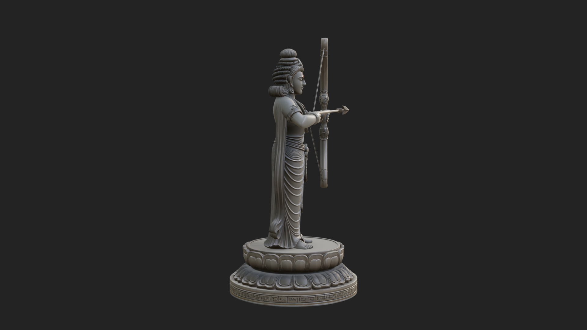 Bodhisattva with Bow Statue Design 2 3D Print Model 3D Model