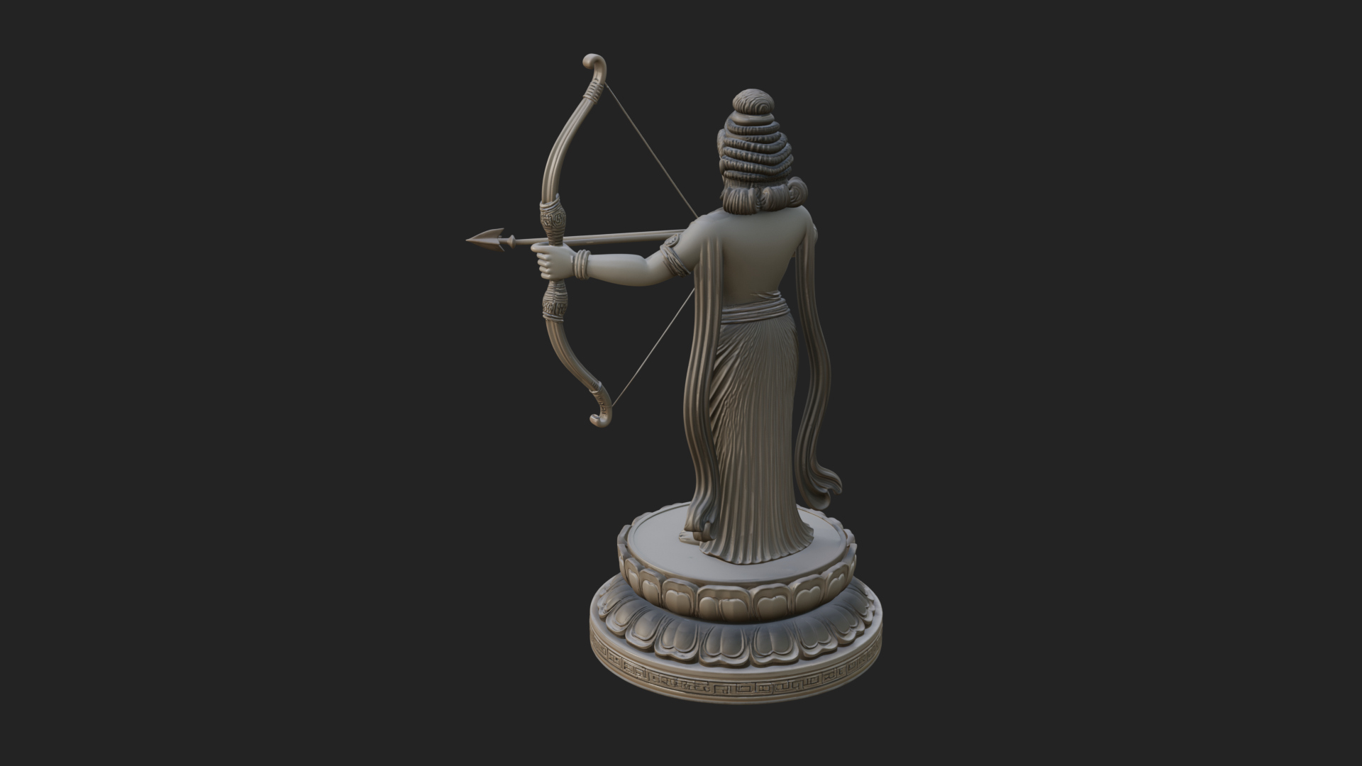 Bodhisattva with Bow Statue Design 2 3D Print Model 3D Model