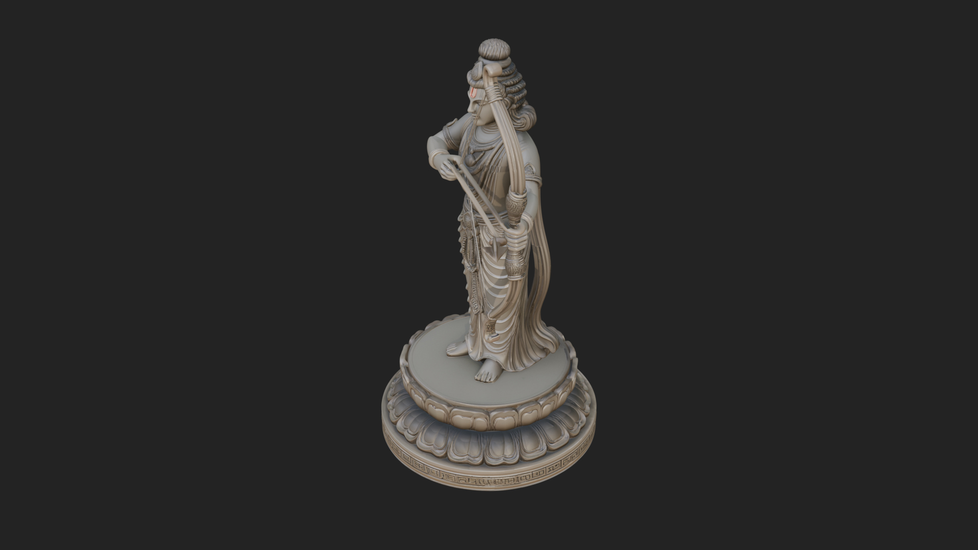 Bodhisattva with Bow Statue Design 2 3D Print Model 3D Model