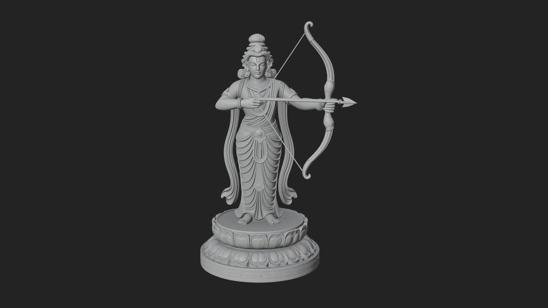 Bodhisattva with Bow Statue Design 2 3D Print Model 3D Model