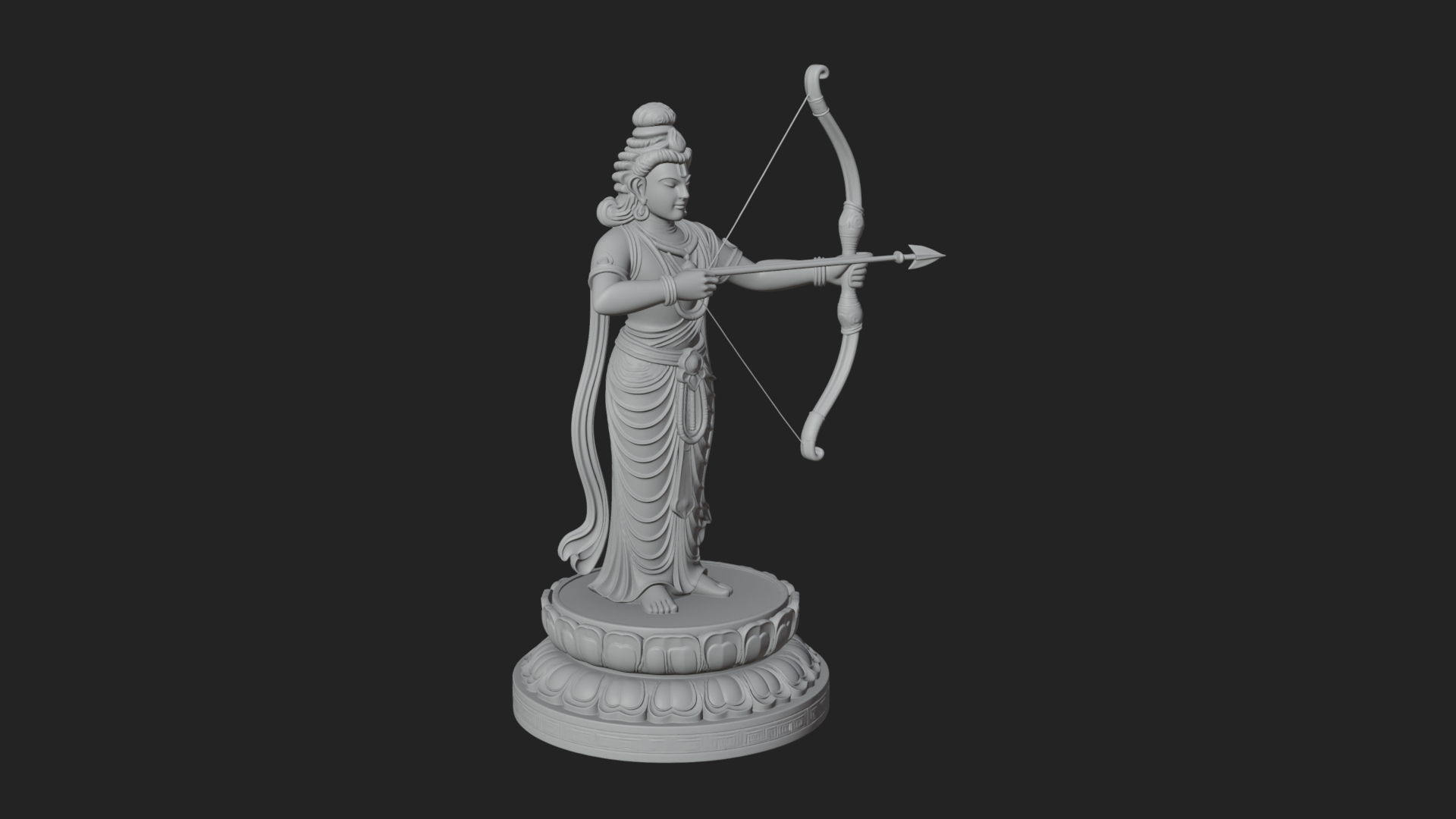 Bodhisattva with Bow Statue Design 2 3D Print Model 3D Model