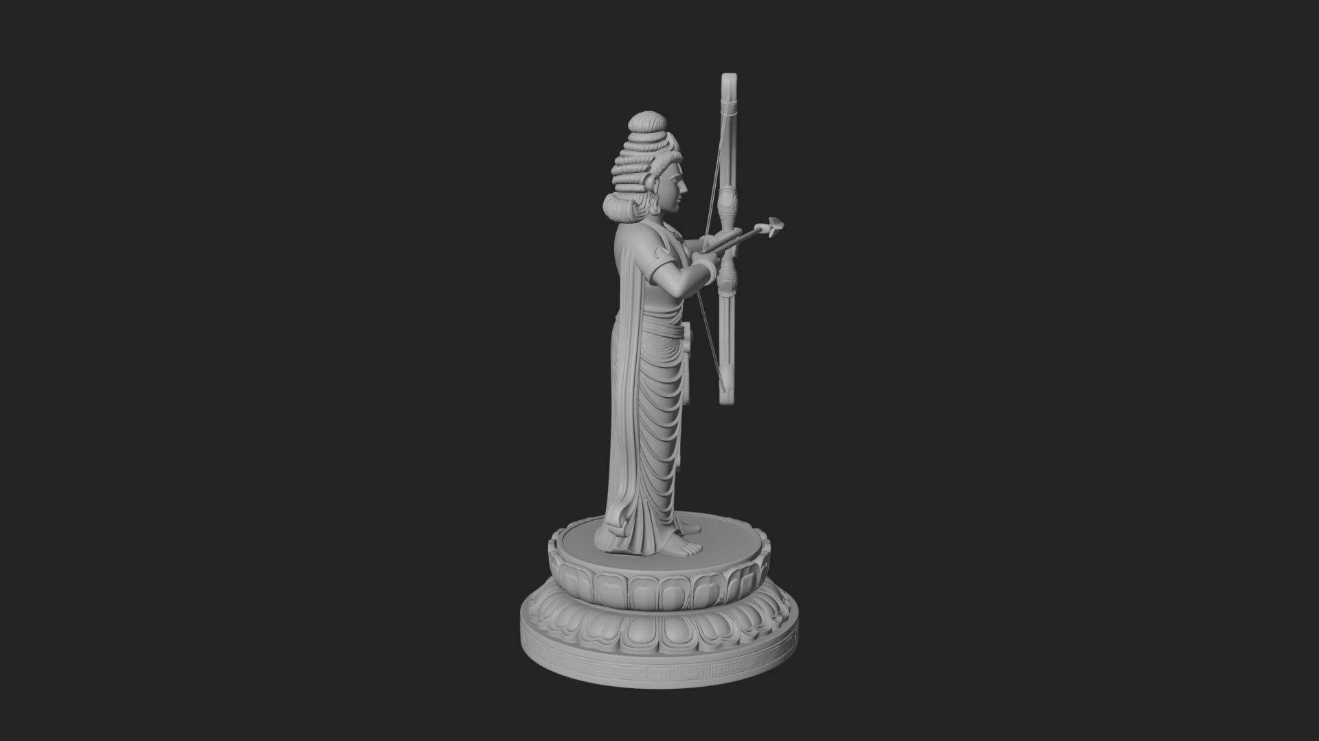 Bodhisattva with Bow Statue Design 2 3D Print Model 3D Model
