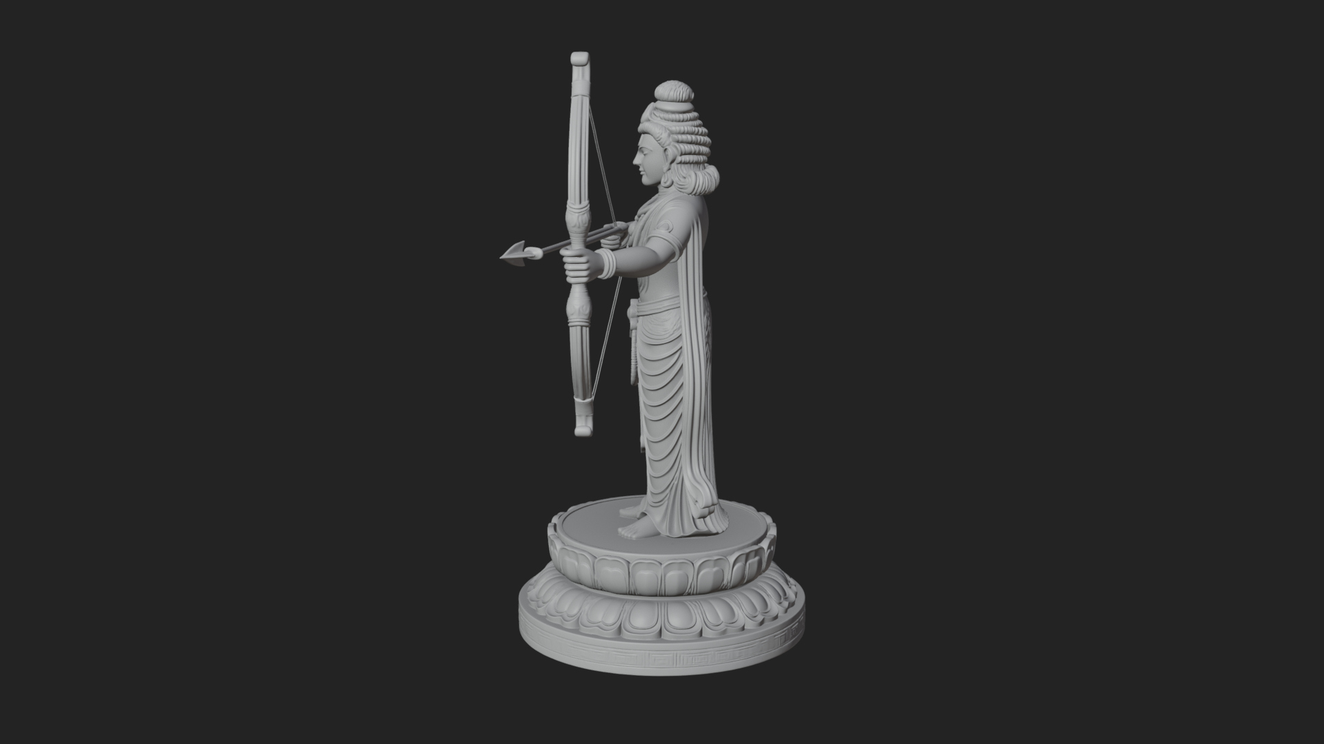 Bodhisattva with Bow Statue Design 2 3D Print Model 3D Model